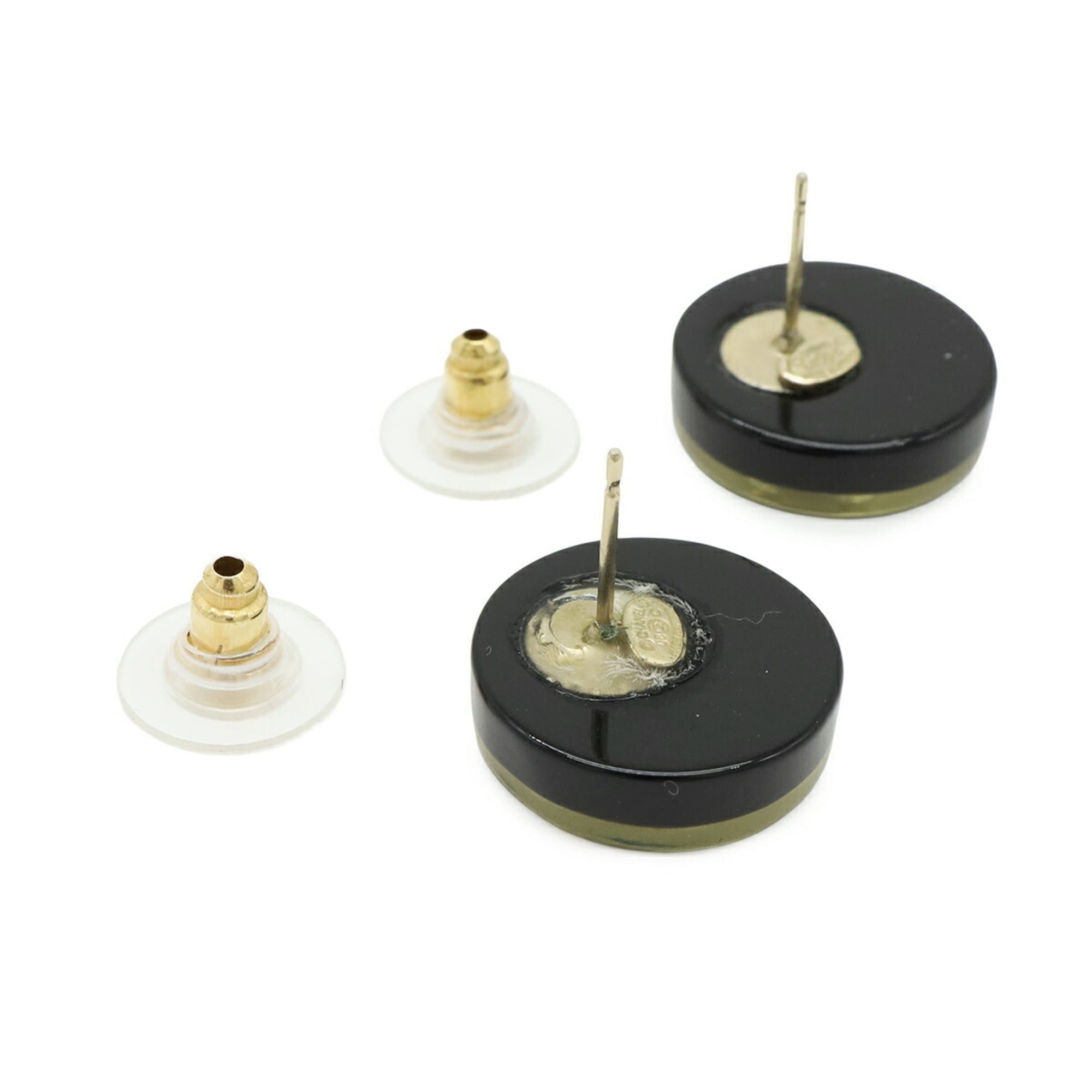 Chanel CHANEL Coco Mark Earrings, Round, Rhinestone, Plastic, Metal, Black, 08C Size ONE SIZE - 5 Thumbnail