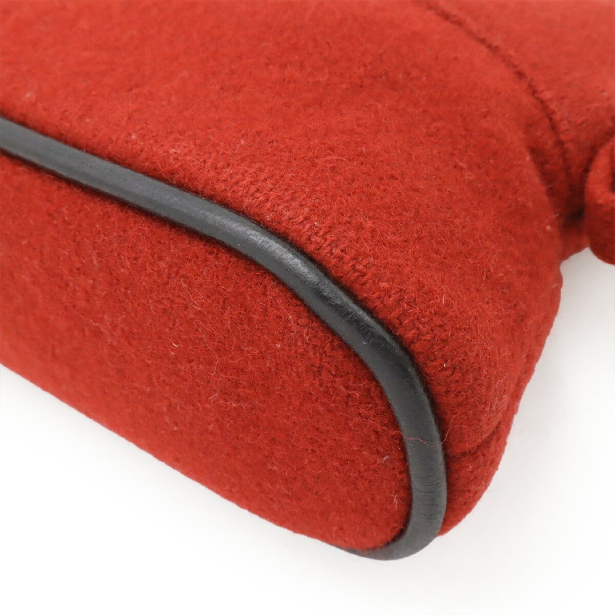 Hermes HERMES Bolide Pouch 16 Mini Handbag Felt Leather Red Black Size ONE SIZE - 4 Thumbnail