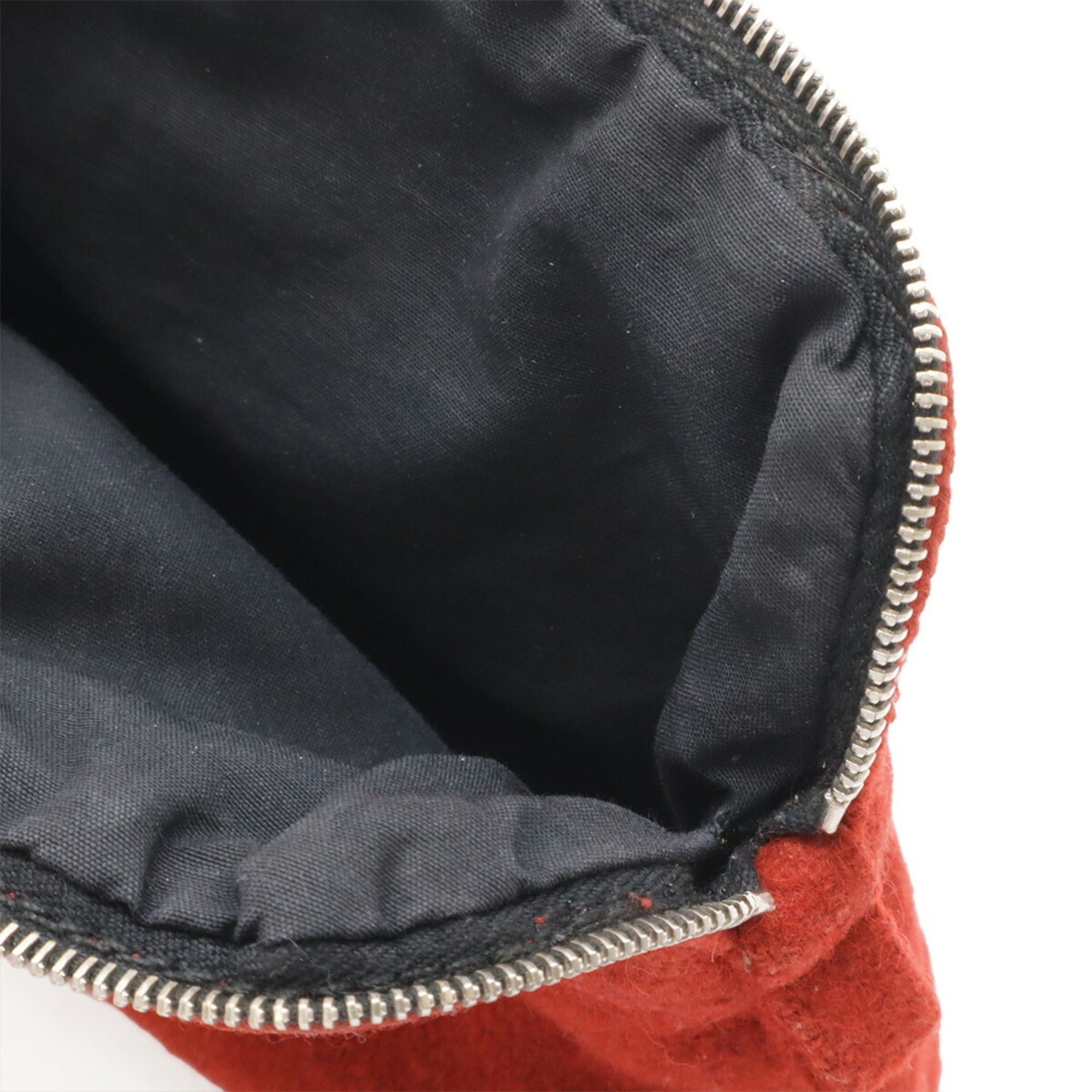 Hermes HERMES Bolide Pouch 16 Mini Handbag Felt Leather Red Black Size ONE SIZE - 7 Thumbnail
