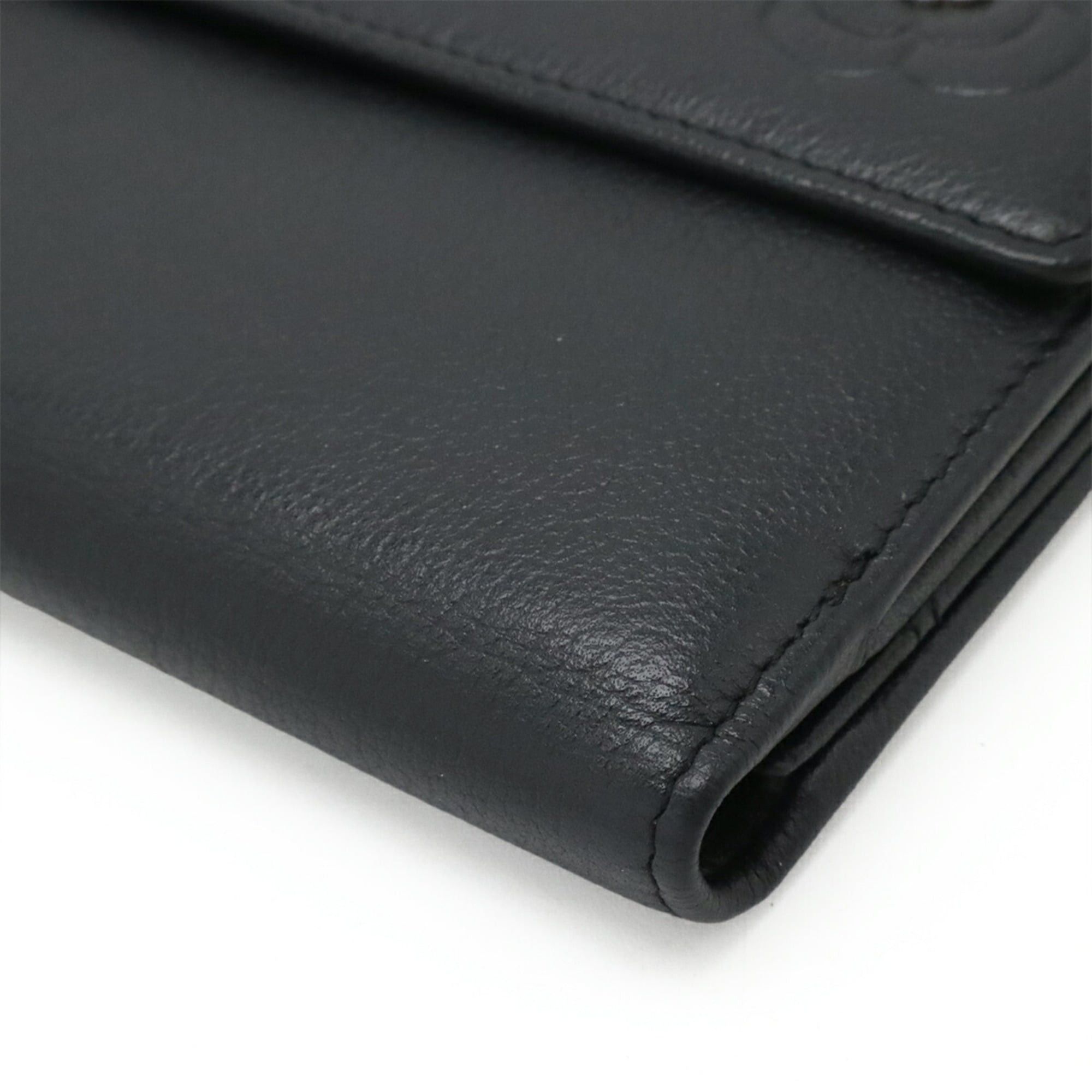 Chanel CHANEL Camellia Double Long Wallet, Leather, Black, A46509 Size ONE SIZE - 4 Thumbnail