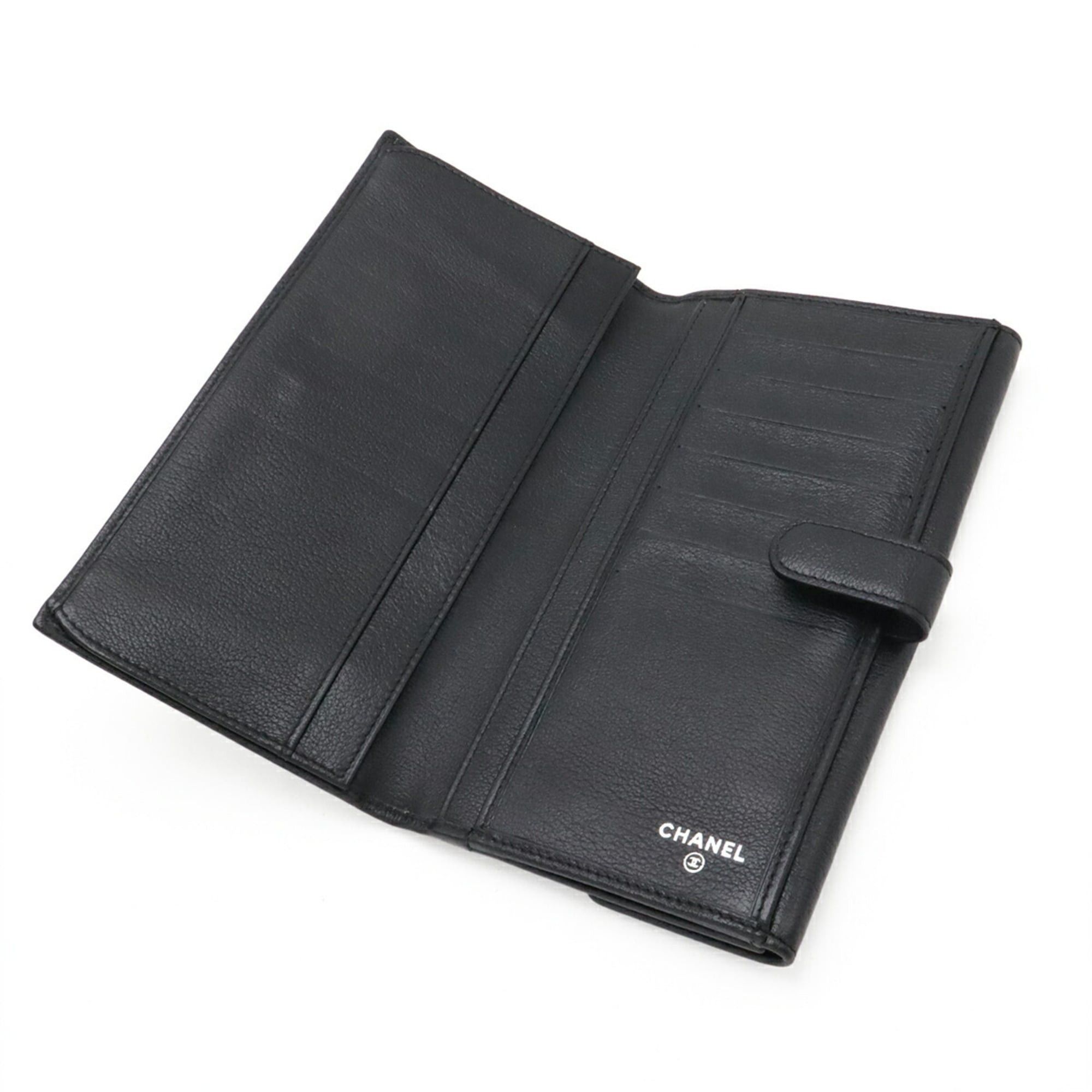 Chanel CHANEL Camellia Double Long Wallet, Leather, Black, A46509 Size ONE SIZE - 6 Thumbnail