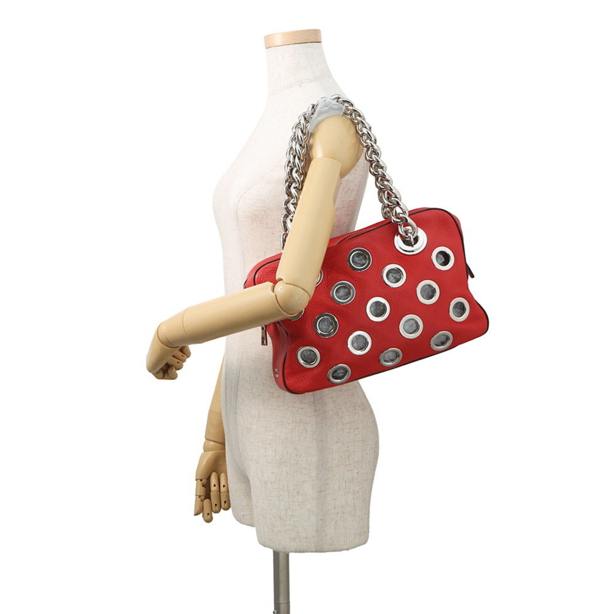 Prada Prada Chain Handbag, Perforated Leather, 1BB017, PRADA, PRADA Size ONE SIZE - 4 Thumbnail