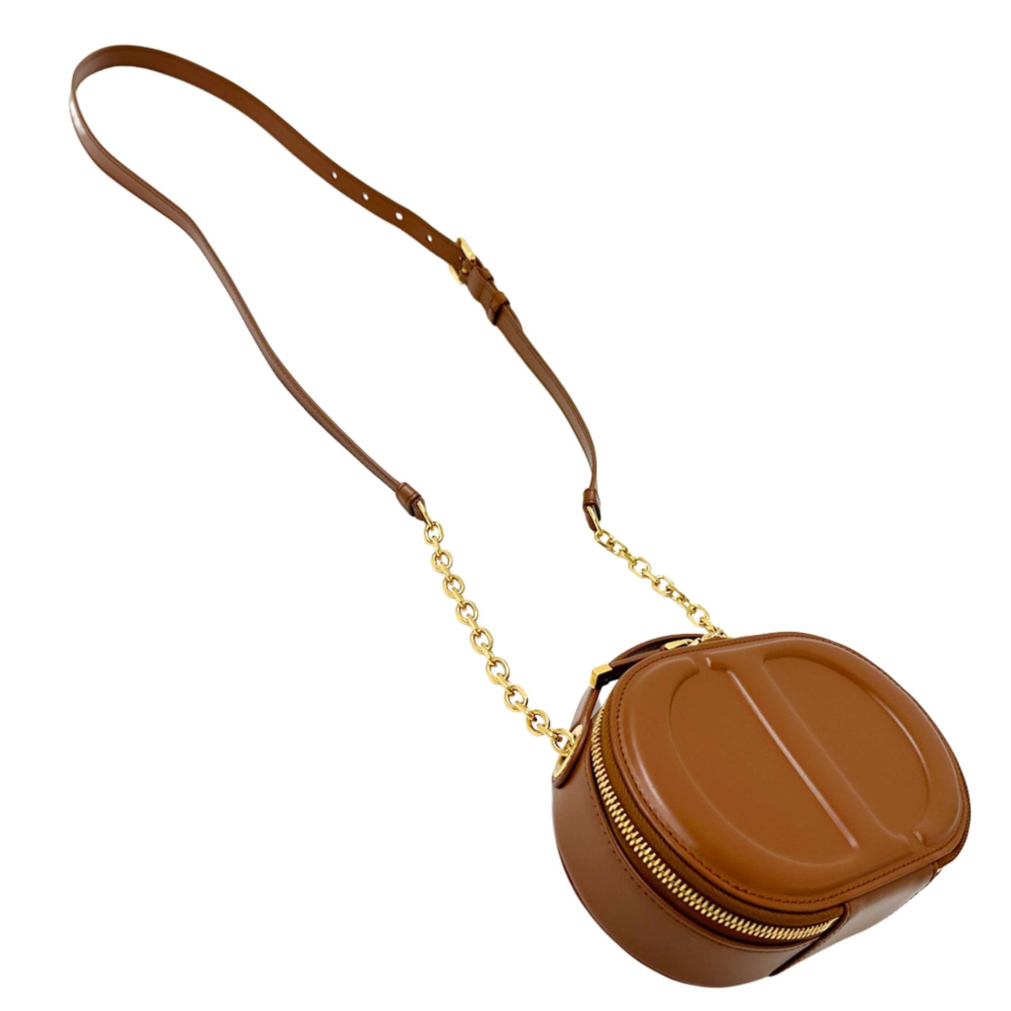 Dior Christian Dior Dior handbag for women, brand name shoulder bag, leather oval camera brown, mini compact, crossbody bag. Size ONE SIZE - 4 Thumbnail