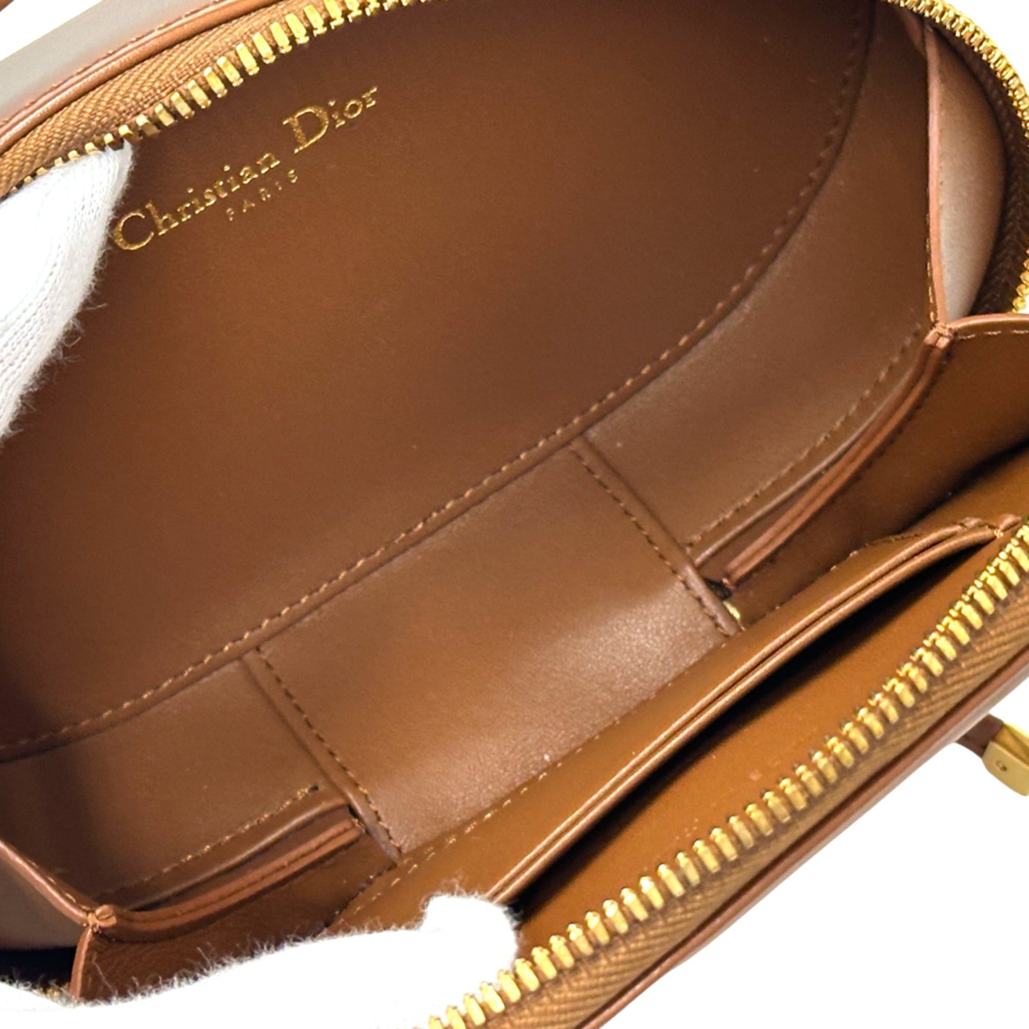 Dior Christian Dior Dior handbag for women, brand name shoulder bag, leather oval camera brown, mini compact, crossbody bag. Size ONE SIZE - 5 Thumbnail