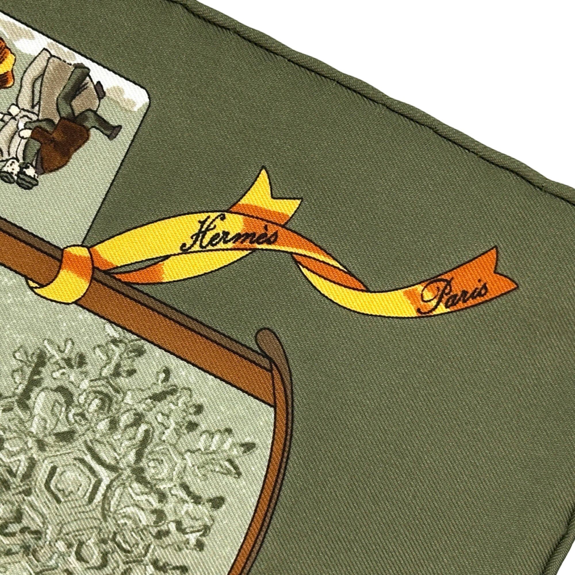 Hermes Hermes scarf/muffler, Petit Carré, Neige d'Antan, last year's collection, women's brand, silk, green, multicolor, winter sports, skiing, horse. Size ONE SIZE - 3 Thumbnail