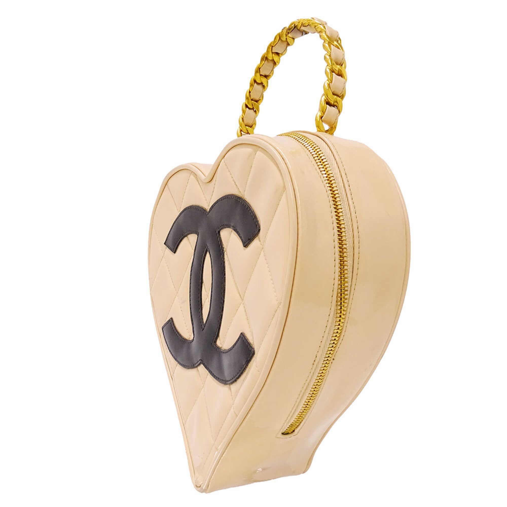 Chanel Chanel handbag for women, brand name, Matelassé enamel heart vanity bag, beige, gold hardware, hand-held, shape. Size ONE SIZE - 4 Thumbnail