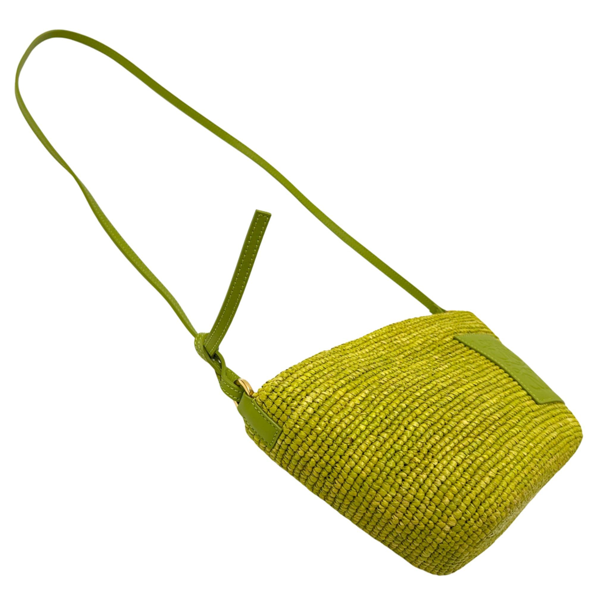 Loewe Loewe handbag for women, Anagram design, shoulder bag, raffia leather, green, crossbody bag. Size ONE SIZE - 3 Thumbnail