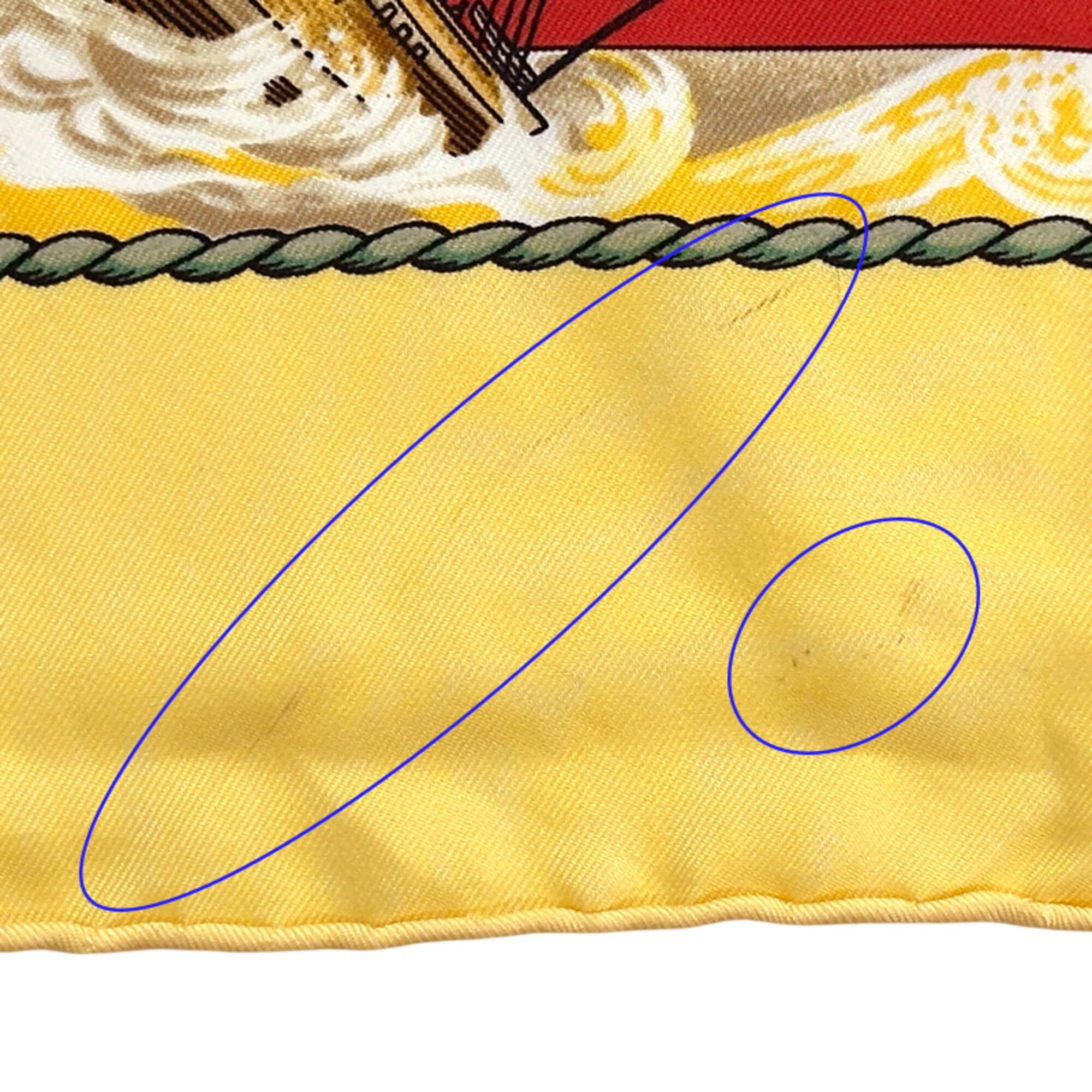 Hermes Hermes scarf/muffler, Carre 90 "Vive le Vent" (Let the Wind Blow), women's, brand silk, yellow, multicolor, sea, ship, sailing ship. Size ONE SIZE - 13 Thumbnail