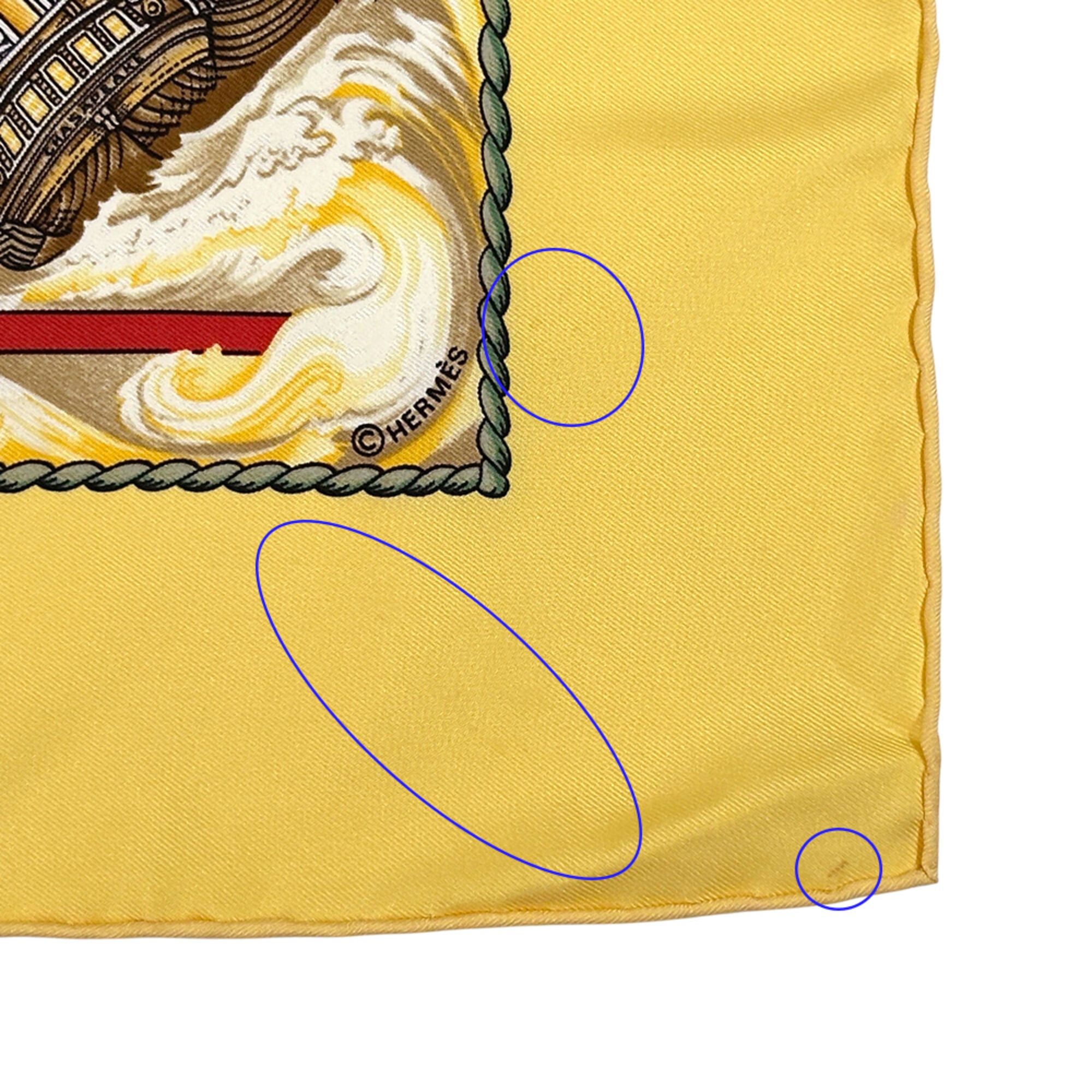 Hermes Hermes scarf/muffler, Carre 90 "Vive le Vent" (Let the Wind Blow), women's, brand silk, yellow, multicolor, sea, ship, sailing ship. Size ONE SIZE - 6 Thumbnail