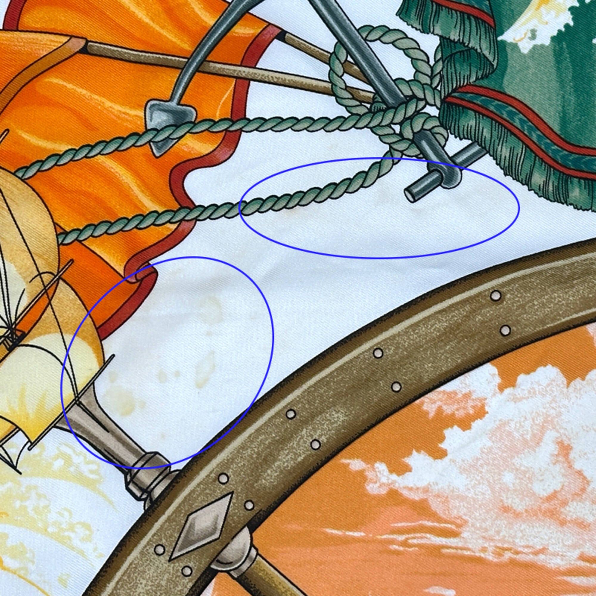 Hermes Hermes scarf/muffler, Carre 90 "Vive le Vent" (Let the Wind Blow), women's, brand silk, yellow, multicolor, sea, ship, sailing ship. Size ONE SIZE - 11 Thumbnail