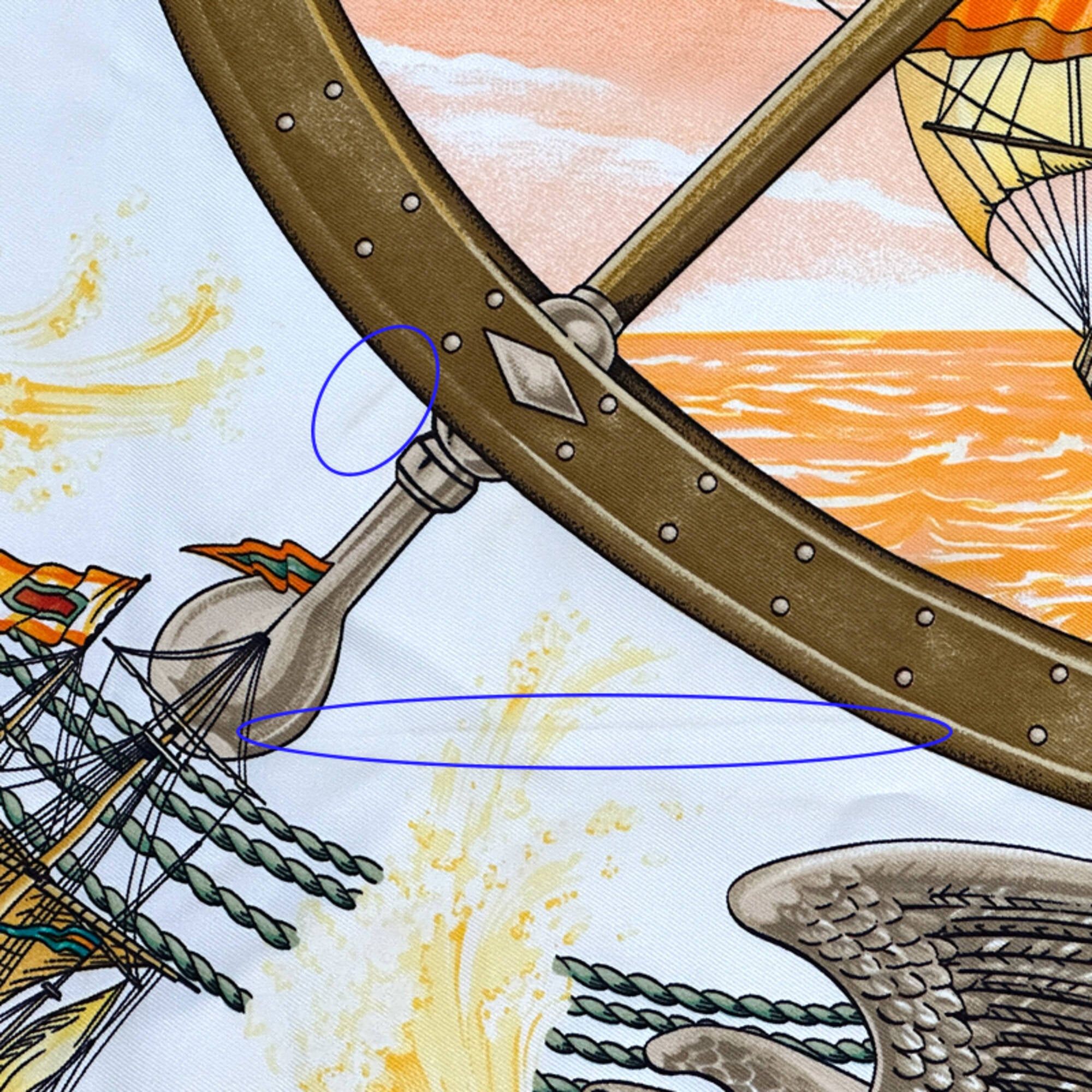 Hermes Hermes scarf/muffler, Carre 90 "Vive le Vent" (Let the Wind Blow), women's, brand silk, yellow, multicolor, sea, ship, sailing ship. Size ONE SIZE - 10 Thumbnail