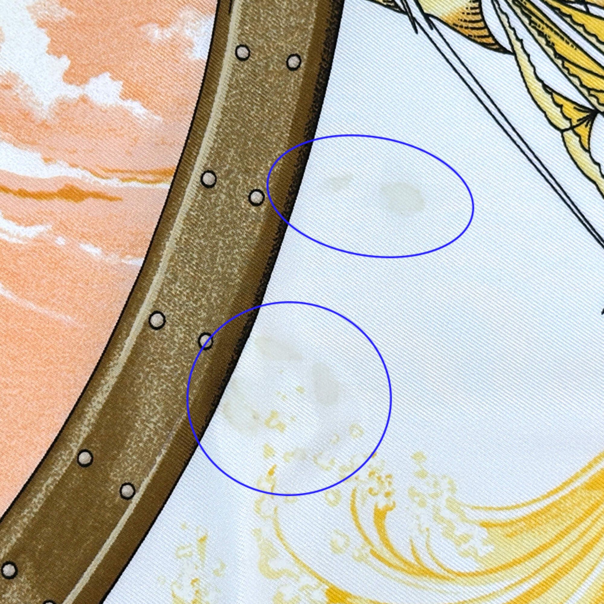 Hermes Hermes scarf/muffler, Carre 90 "Vive le Vent" (Let the Wind Blow), women's, brand silk, yellow, multicolor, sea, ship, sailing ship. Size ONE SIZE - 8 Thumbnail
