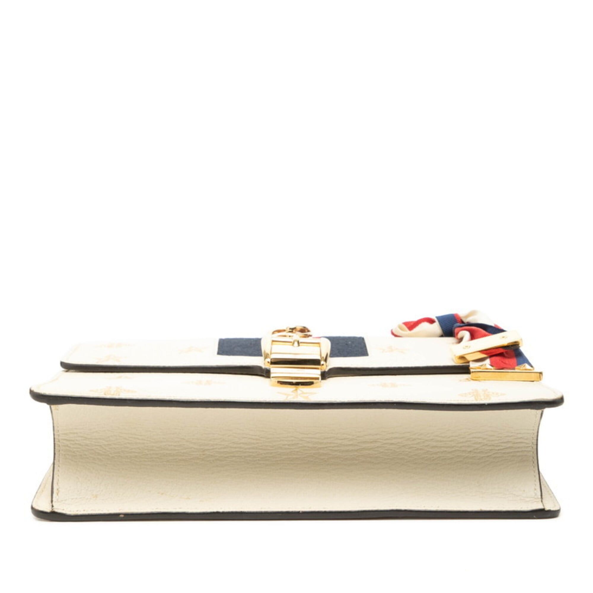 Gucci Gucci Sherry Line Sylvie Bee & Star Small Shoulder Bag 524405 Ivory Multicolor Leather Women's GUCCI Size ONE SIZE - 3 Thumbnail
