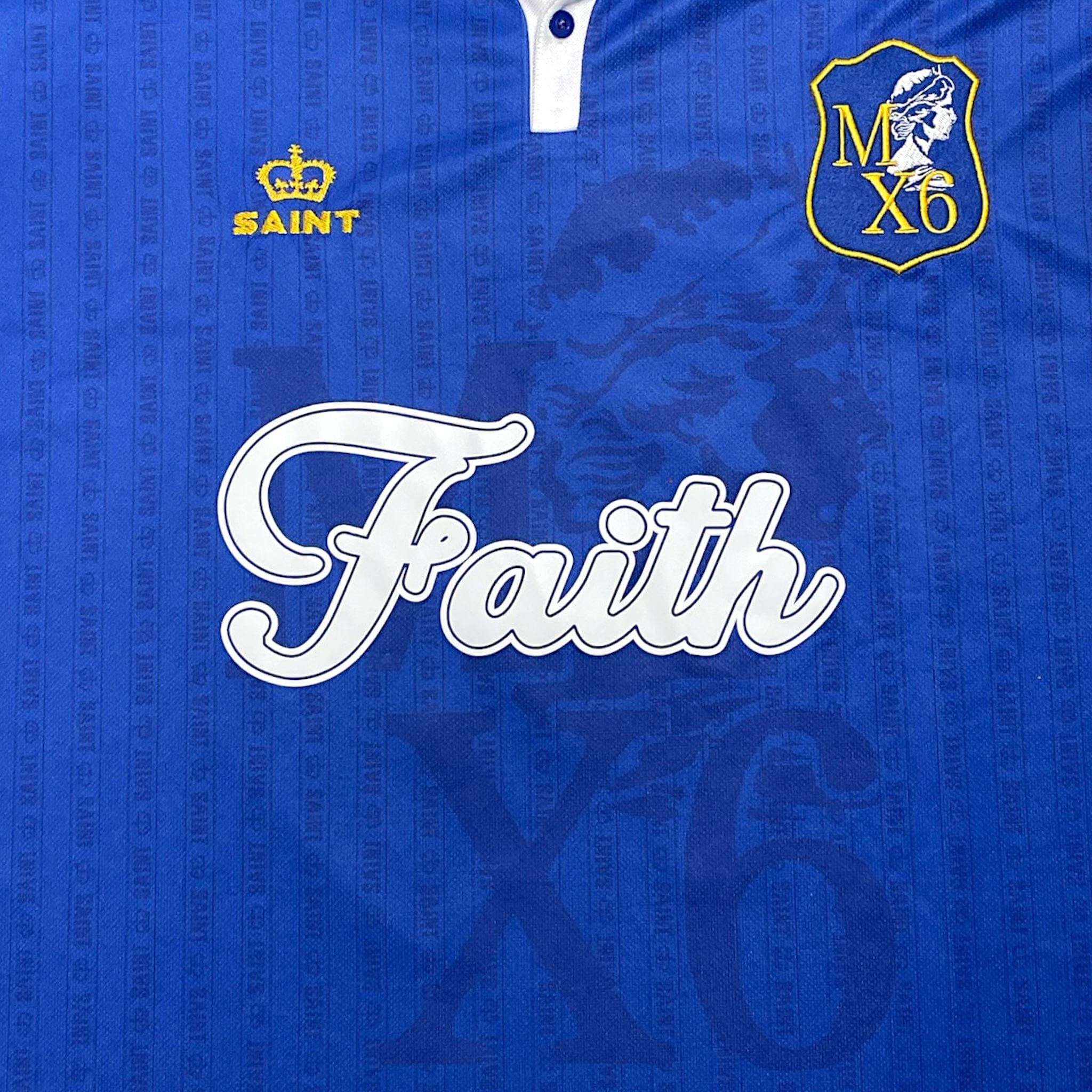 Saint Michael Faith Long Sleeve Soccer Jersey Shirt Blue Size US XL / EU 56 / 4 - 3 Thumbnail