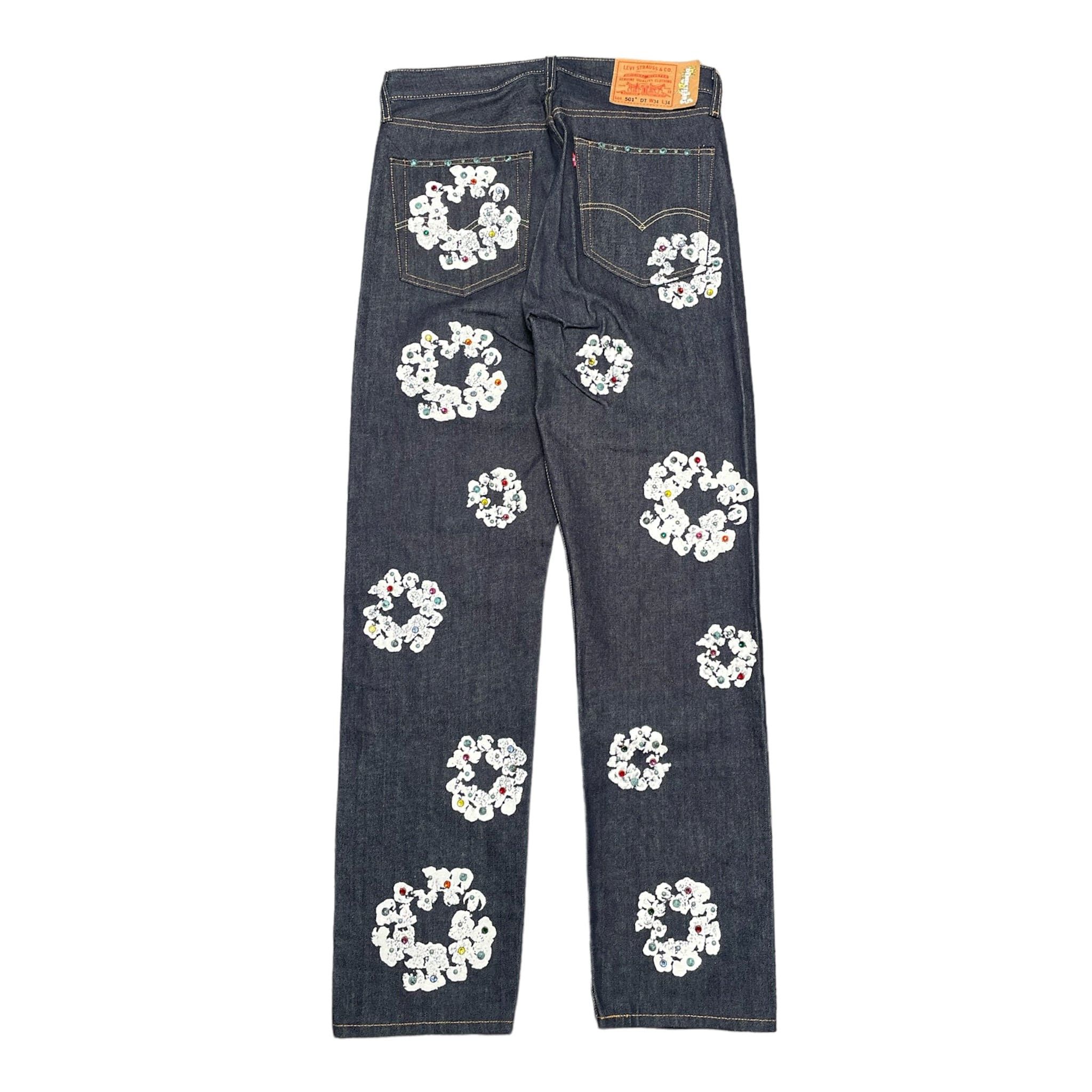 DENIM TEARS x Levi's 501 Cotton Rhinestone Wreath Jeans Raw Size US 29 - 2 Thumbnail