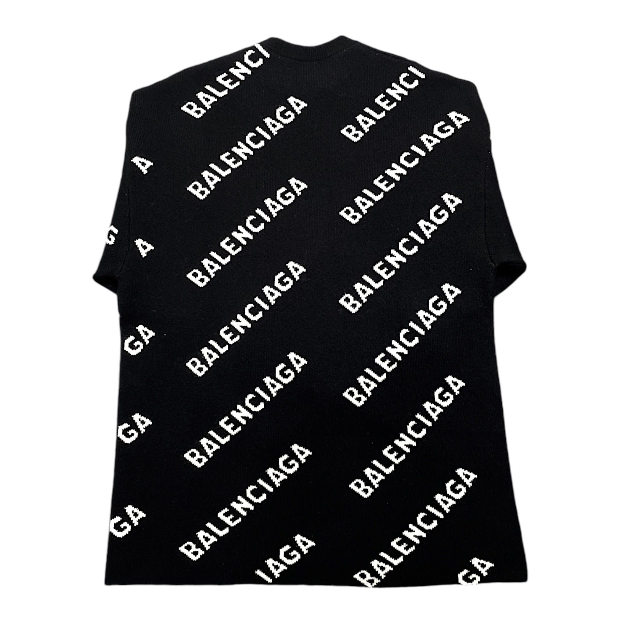 Balenciaga All Over Print Oversized Crewneck Sweater Black Size US XL / EU 56 / 4 - 2 Thumbnail