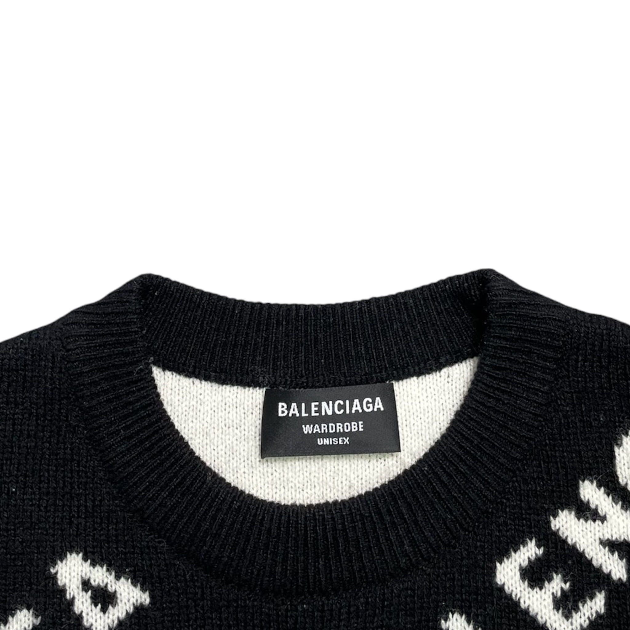 Balenciaga All Over Print Oversized Crewneck Sweater Black Size US XL / EU 56 / 4 - 4 Thumbnail
