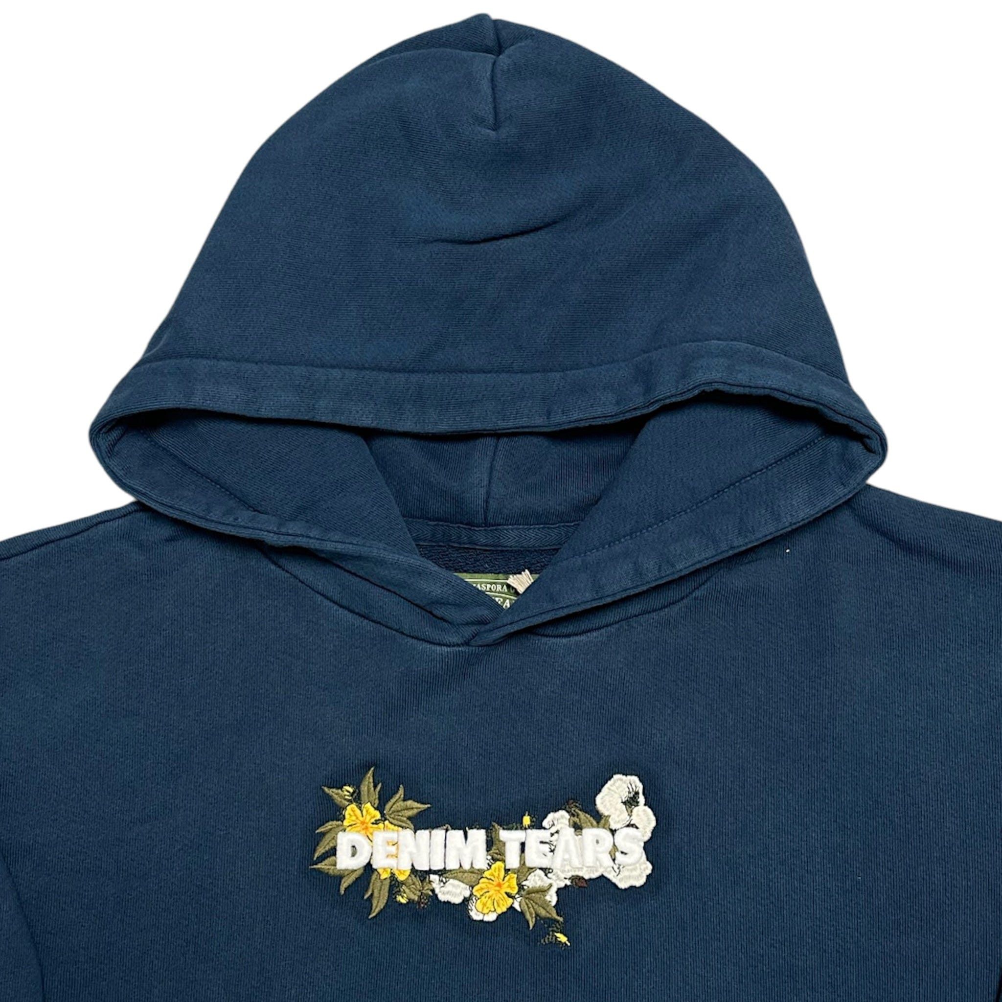 DENIM TEARS Floral Hooded Sweatshirt Navy Size US XL / EU 56 / 4 - 3 Thumbnail