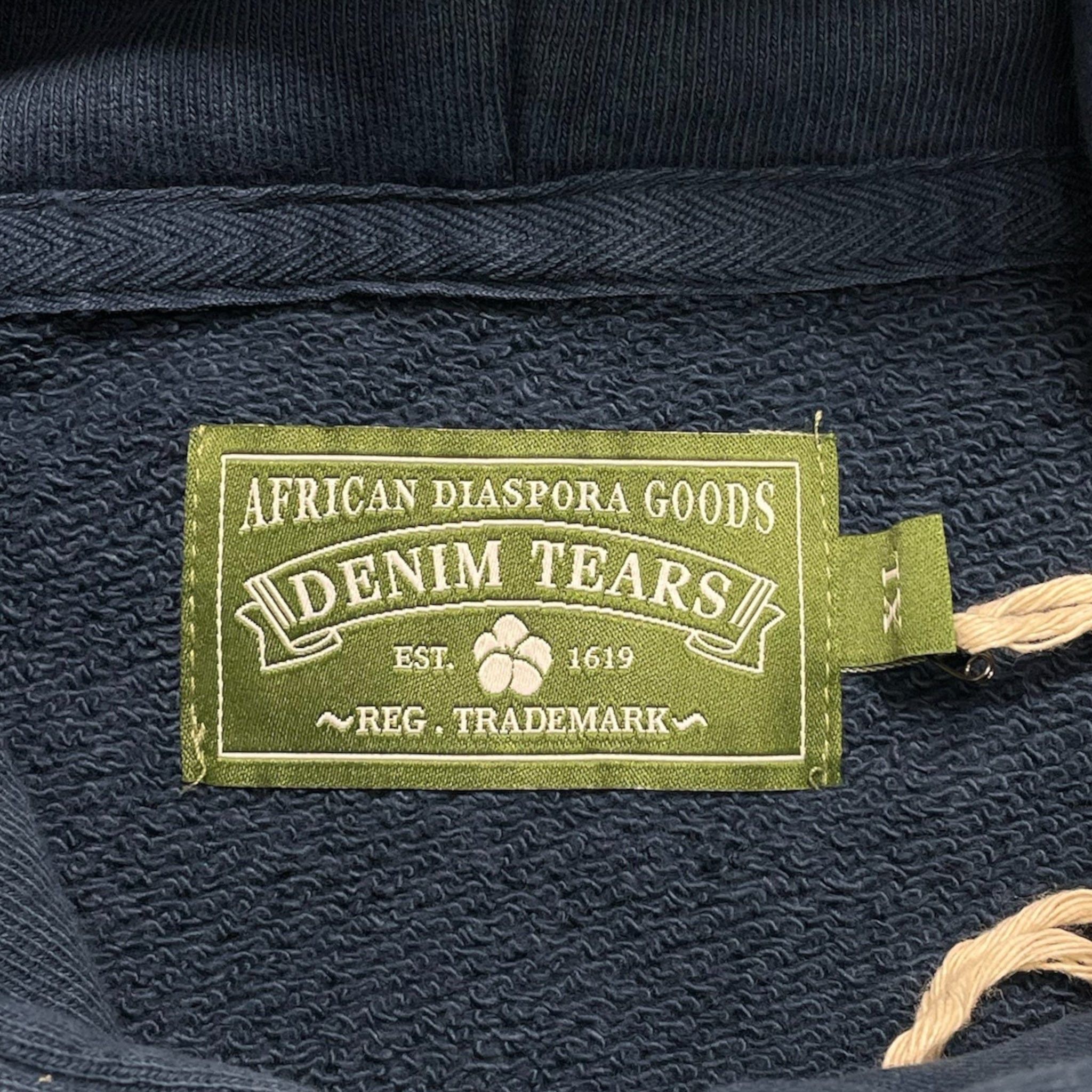 DENIM TEARS Floral Hooded Sweatshirt Navy Size US XL / EU 56 / 4 - 4 Thumbnail