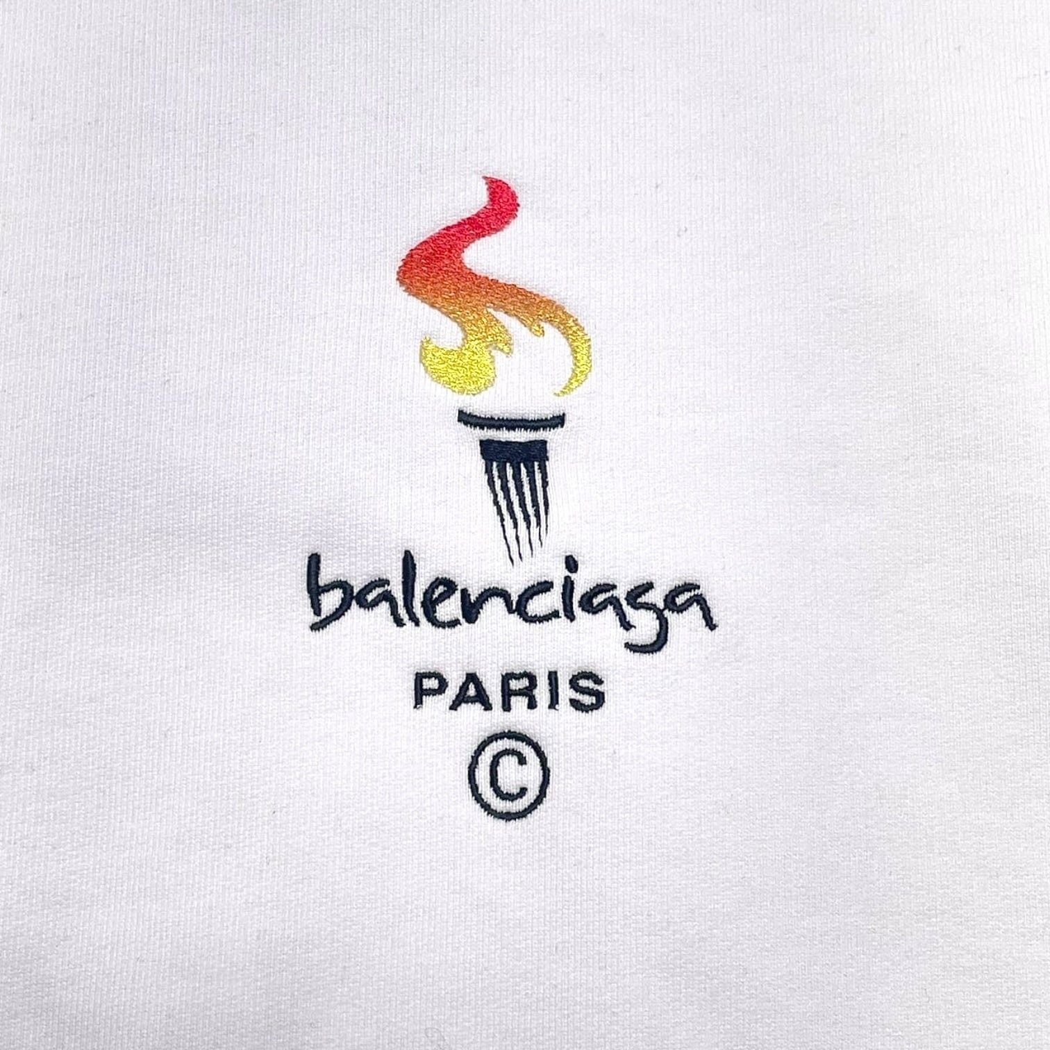 Balenciaga Paris Olympics Embroidery Oversized Hooded Sweatshirt White Size US XS / EU 42 / 0 - 3 Thumbnail