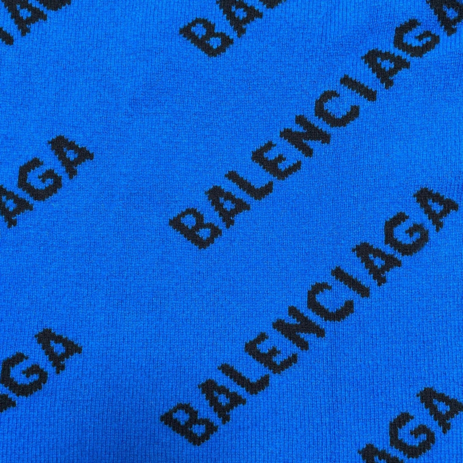 Balenciaga All Over Logo Intarsia Knit Sweater Blue Black Size US S / EU 44-46 / 1 - 3 Thumbnail