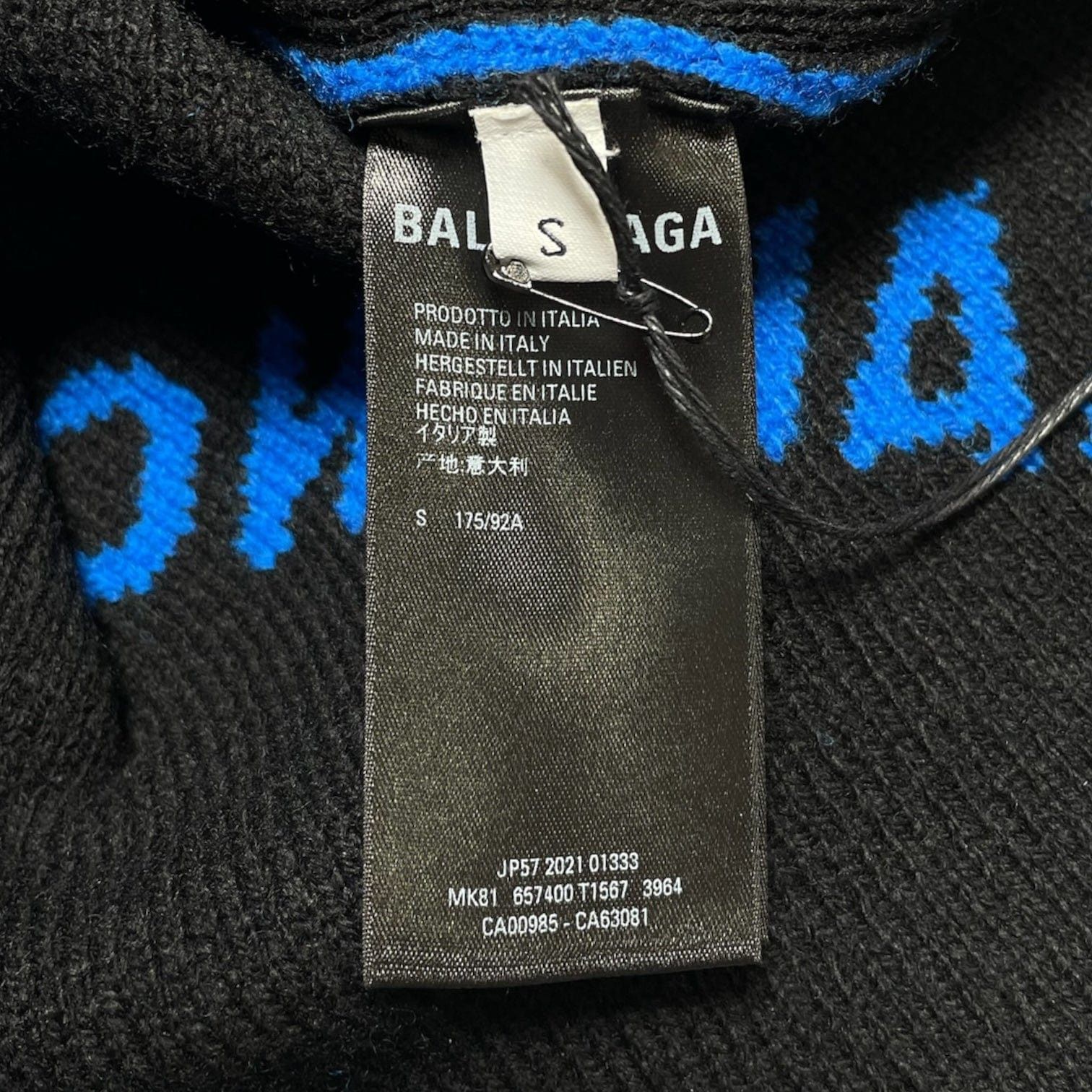 Balenciaga All Over Logo Intarsia Knit Sweater Blue Black Size US S / EU 44-46 / 1 - 5 Thumbnail