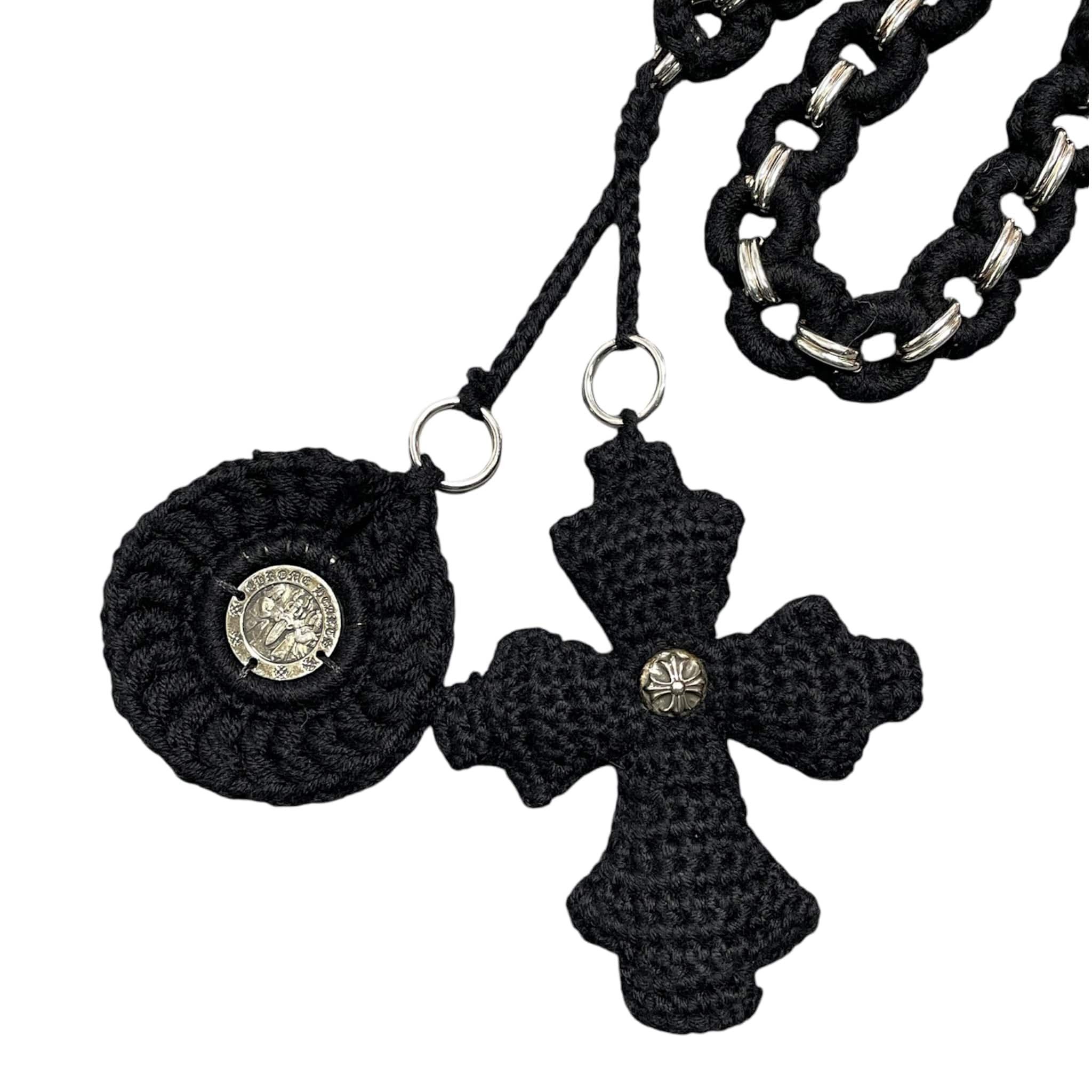 Chrome Hearts Crochet Silver Link Cross Pendant Belt Black Size ONE SIZE - 2 Thumbnail