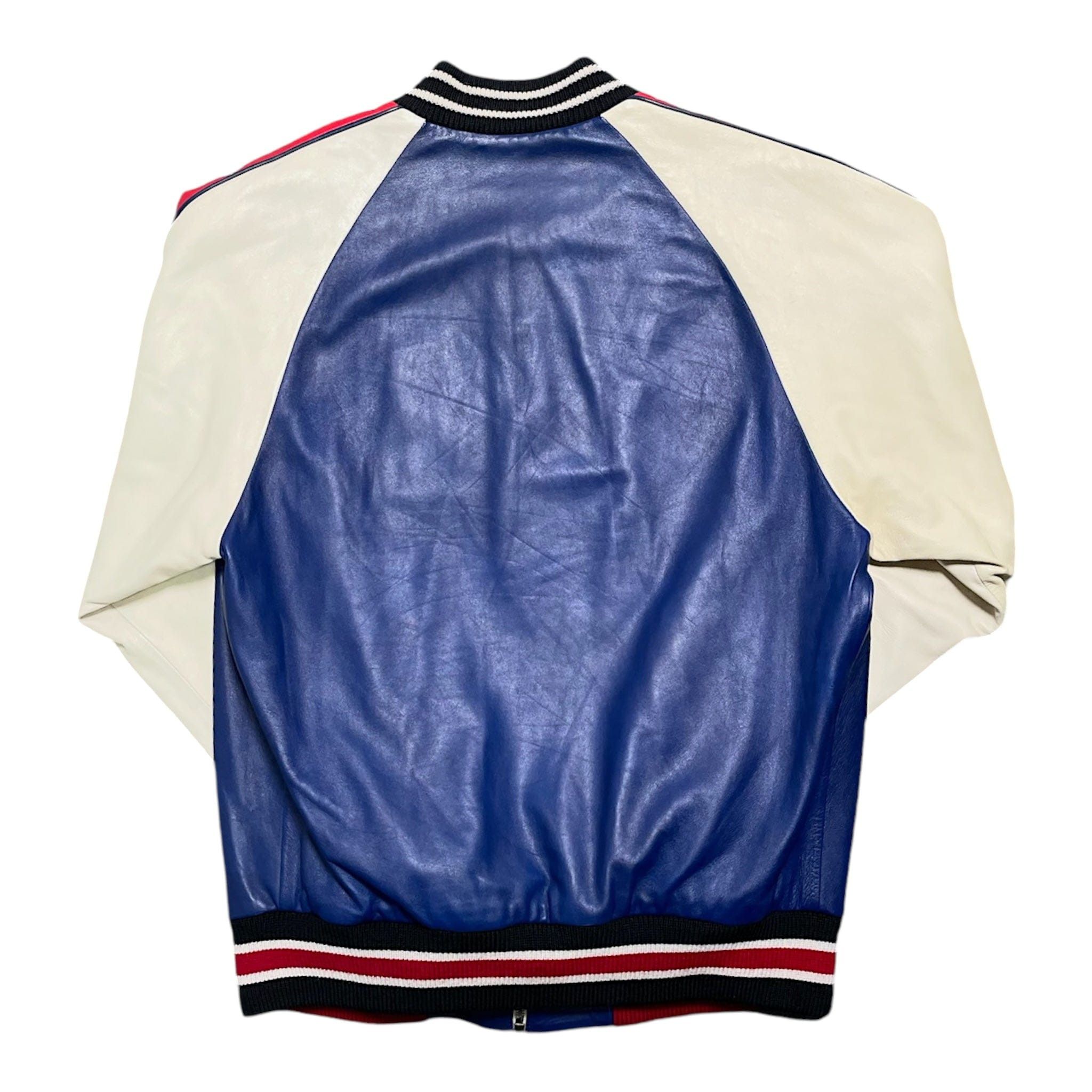 Gucci Bird Embroidered Leather Bomber Jacket Red Blue Size US L / EU 52-54 / 3 - 2 Thumbnail