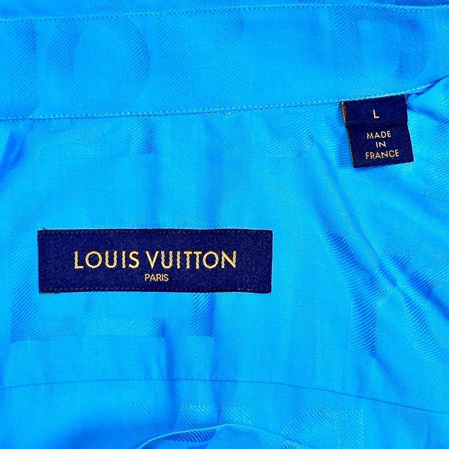 Louis Vuitton Tonal Letter Button Up Short Sleeve Shirt Blue Size US L / EU 52-54 / 3 - 4 Thumbnail