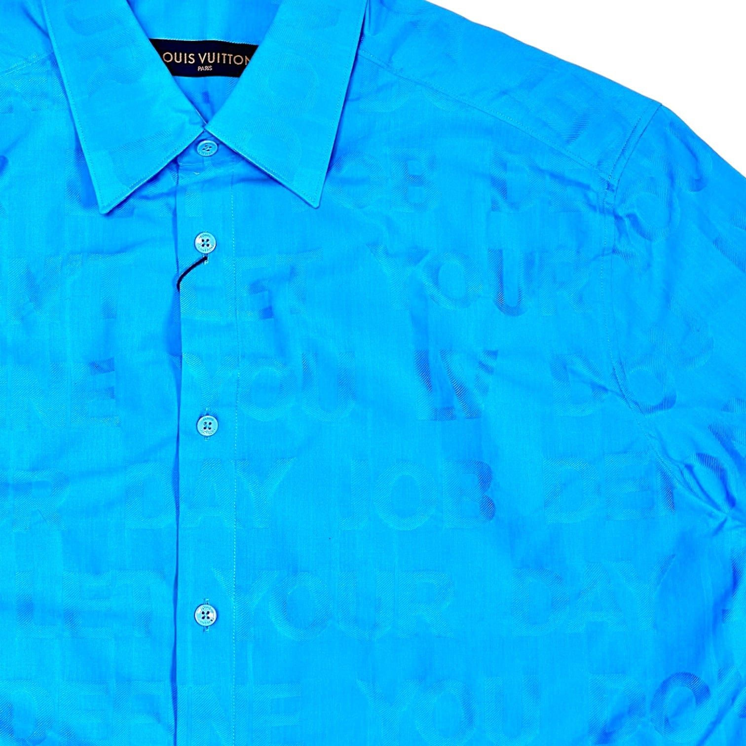 Louis Vuitton Tonal Letter Button Up Short Sleeve Shirt Blue Size US L / EU 52-54 / 3 - 3 Thumbnail