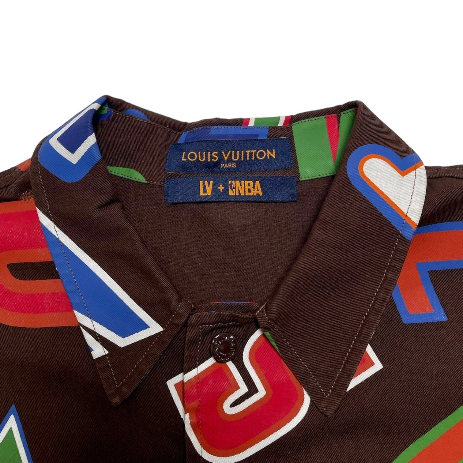 Louis Vuitton x NBA Basketball Letters Button Up Shirt Brown Size US XL / EU 56 / 4 - 4 Thumbnail