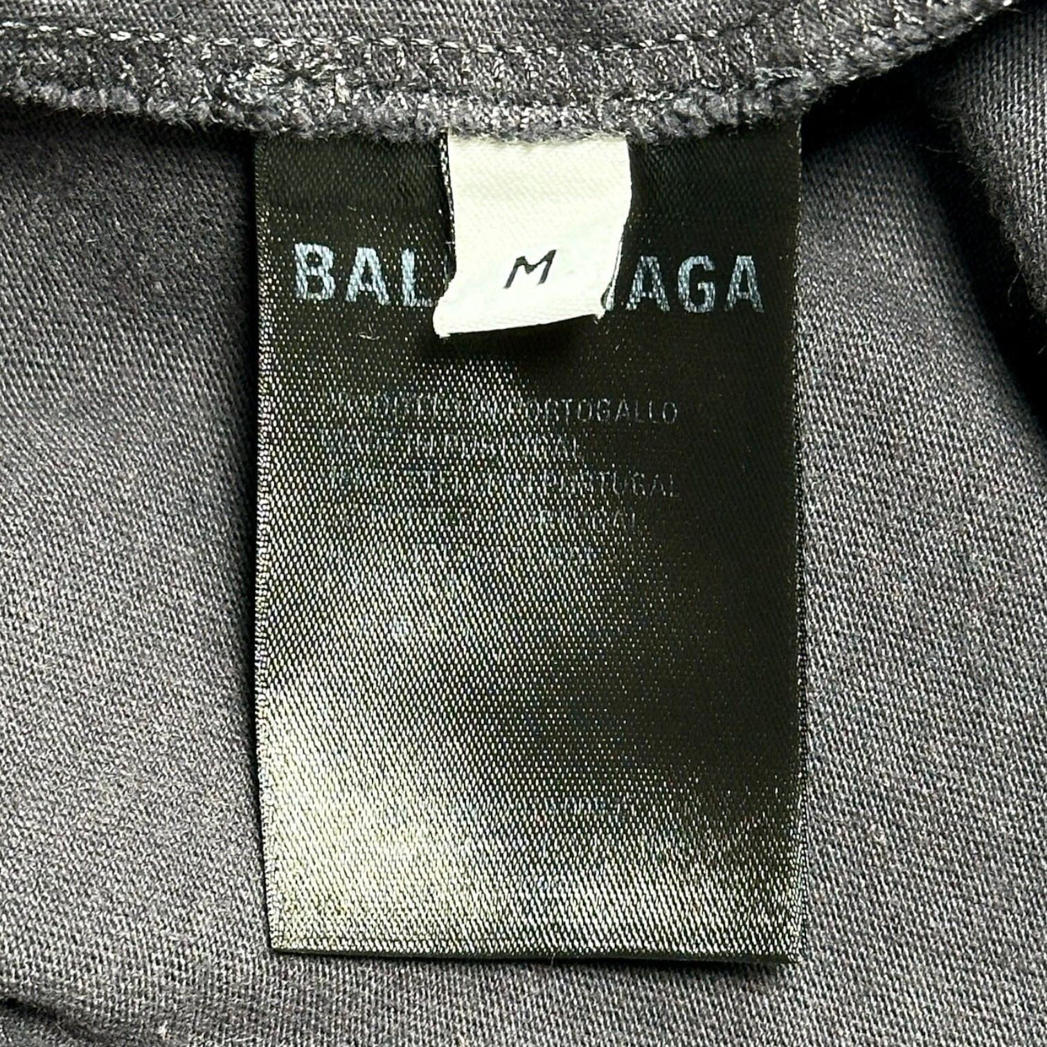 Balenciaga Embroidered Logo Short Sleeve Tee Shirt Grey Size US M / EU 48-50 / 2 - 4 Thumbnail