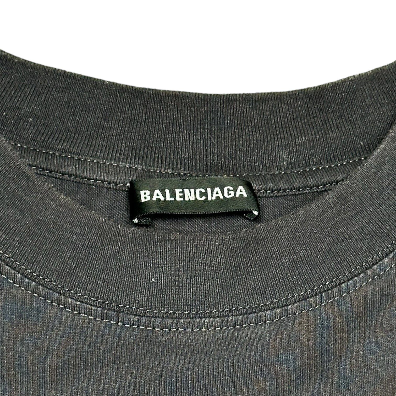Balenciaga Embroidered Logo Short Sleeve Tee Shirt Grey Size US M / EU 48-50 / 2 - 3 Thumbnail