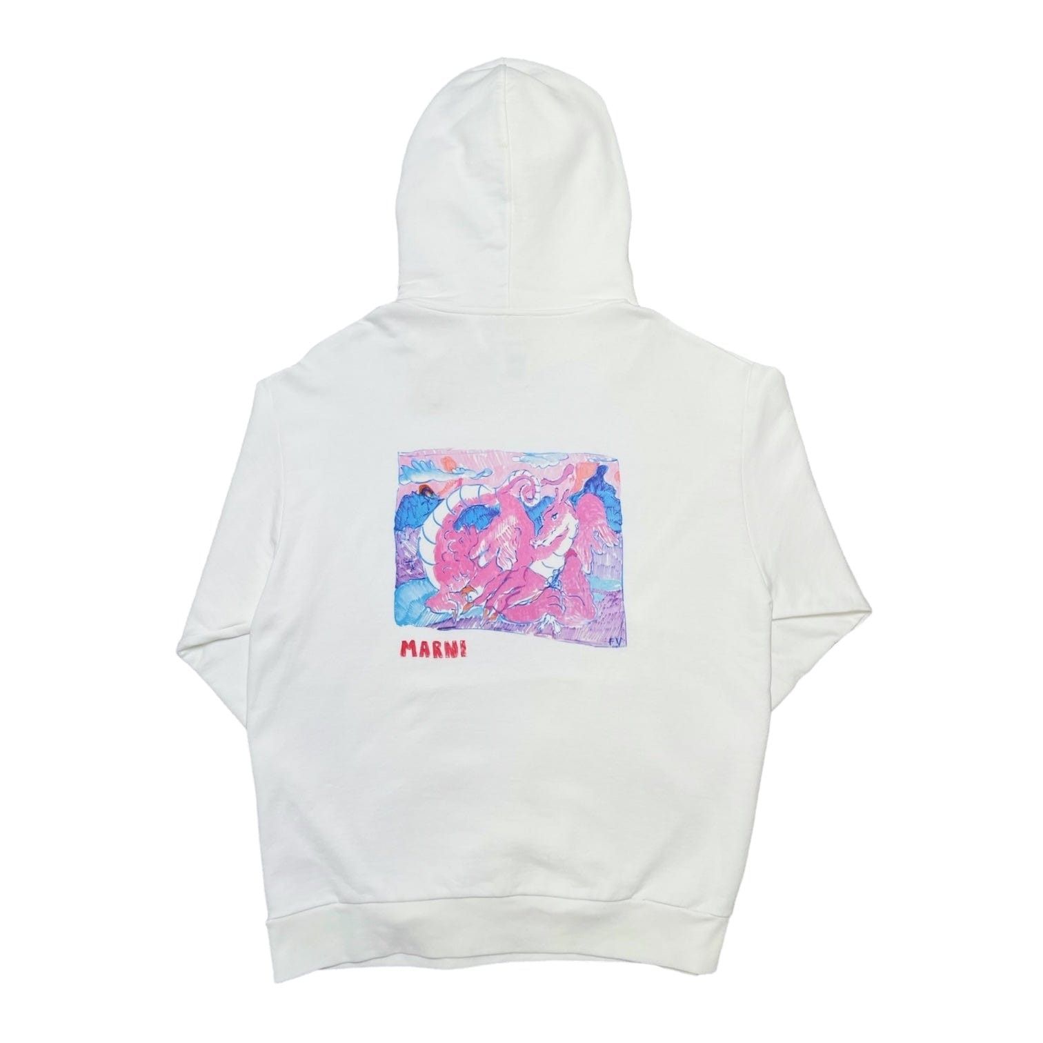 Marni Flami Looped Hooded Sweatshirt White Size US XL / EU 56 / 4 - 2 Thumbnail