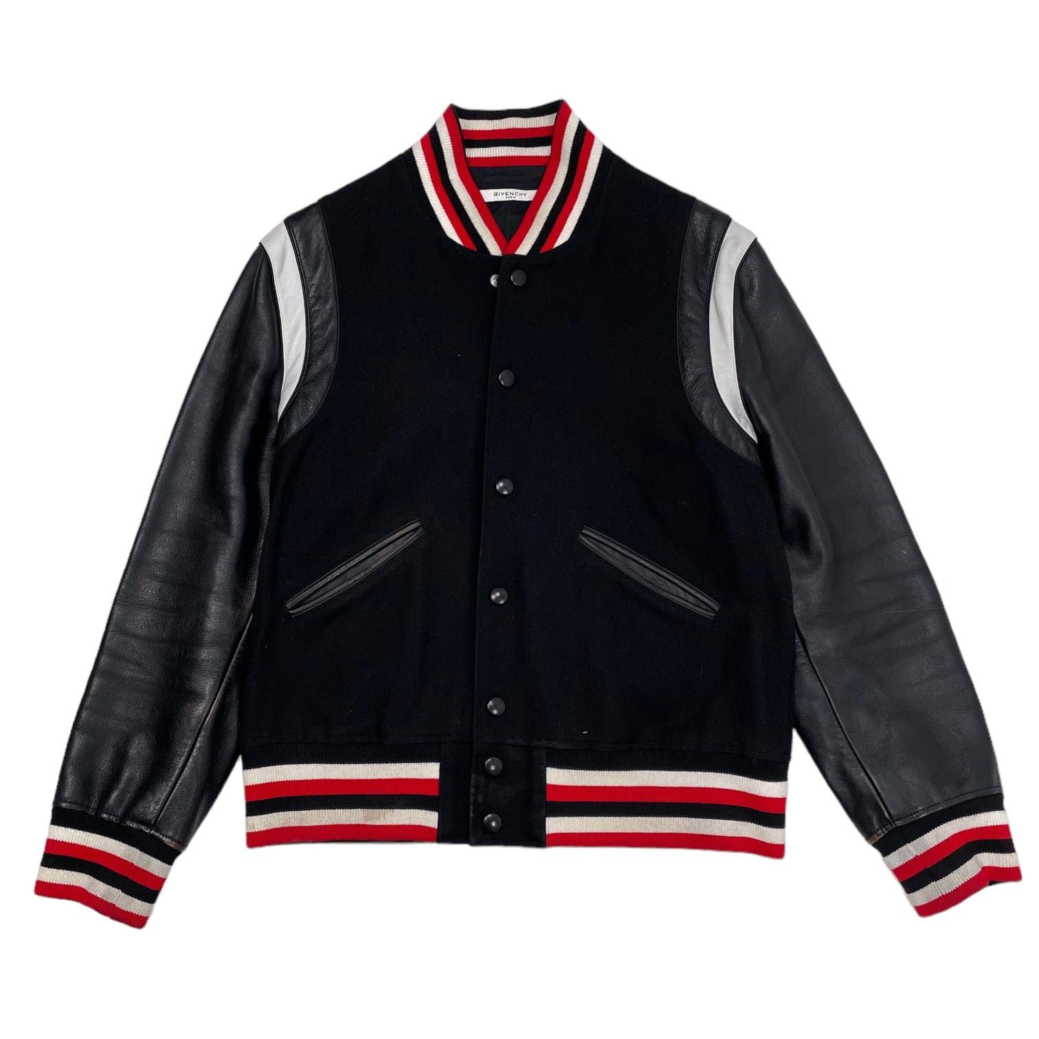 Givenchy Paris Leather Bomber Jacket Black Red Size US L / EU 52-54 / 3 - 2 Thumbnail