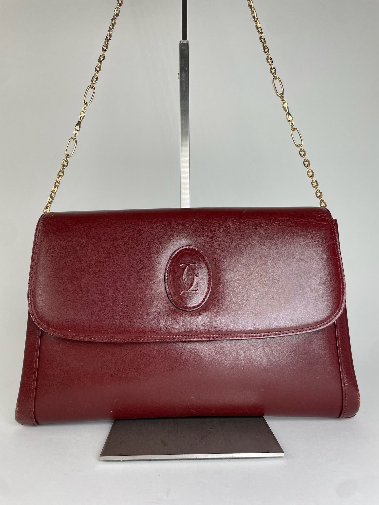 Cartier Vintage Leather Clutch Bag Burgundy Size ONE SIZE - 7 Thumbnail