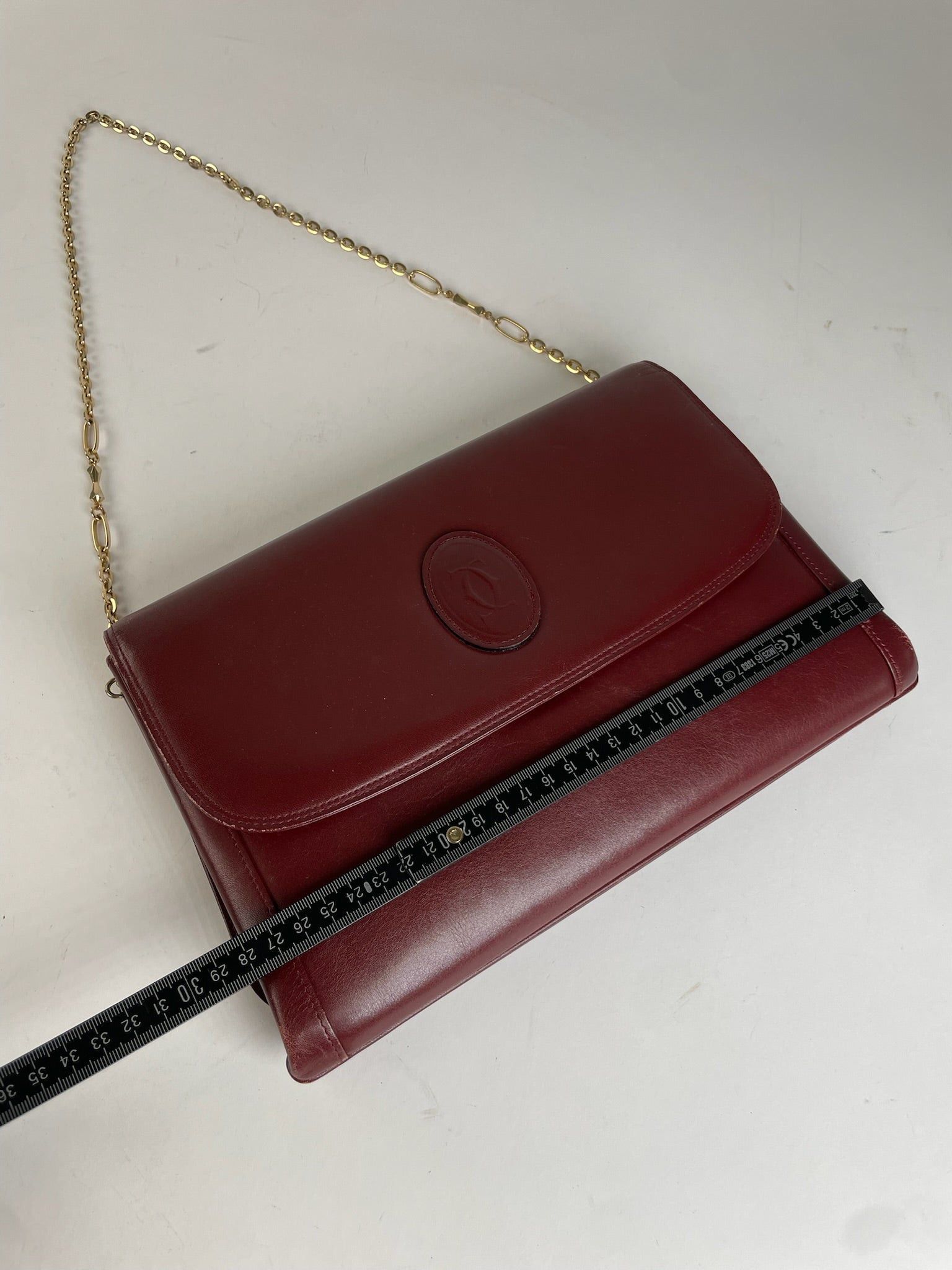 Cartier Vintage Leather Clutch Bag Burgundy Size ONE SIZE - 11 Thumbnail