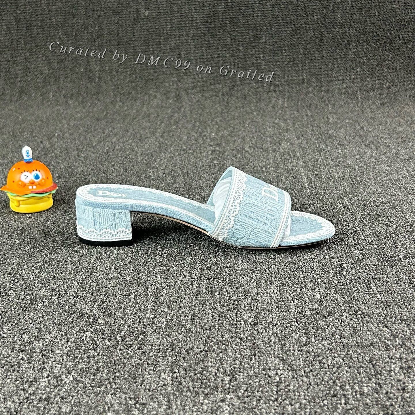 Dior Dior Blue Printed Lace Block Heel Sandals Size US 6 / IT 36 - 4 Thumbnail