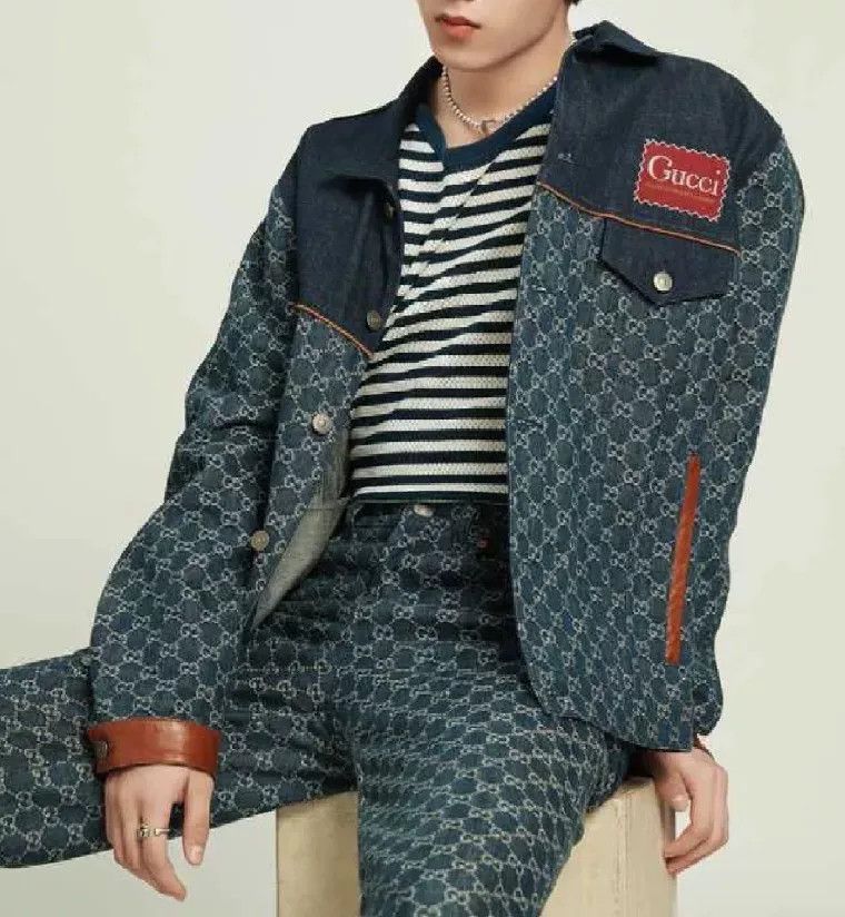 Gucci Gucci Blue GG Print Denim Jacket Size US S / EU 44-46 / 1 - 4 Thumbnail