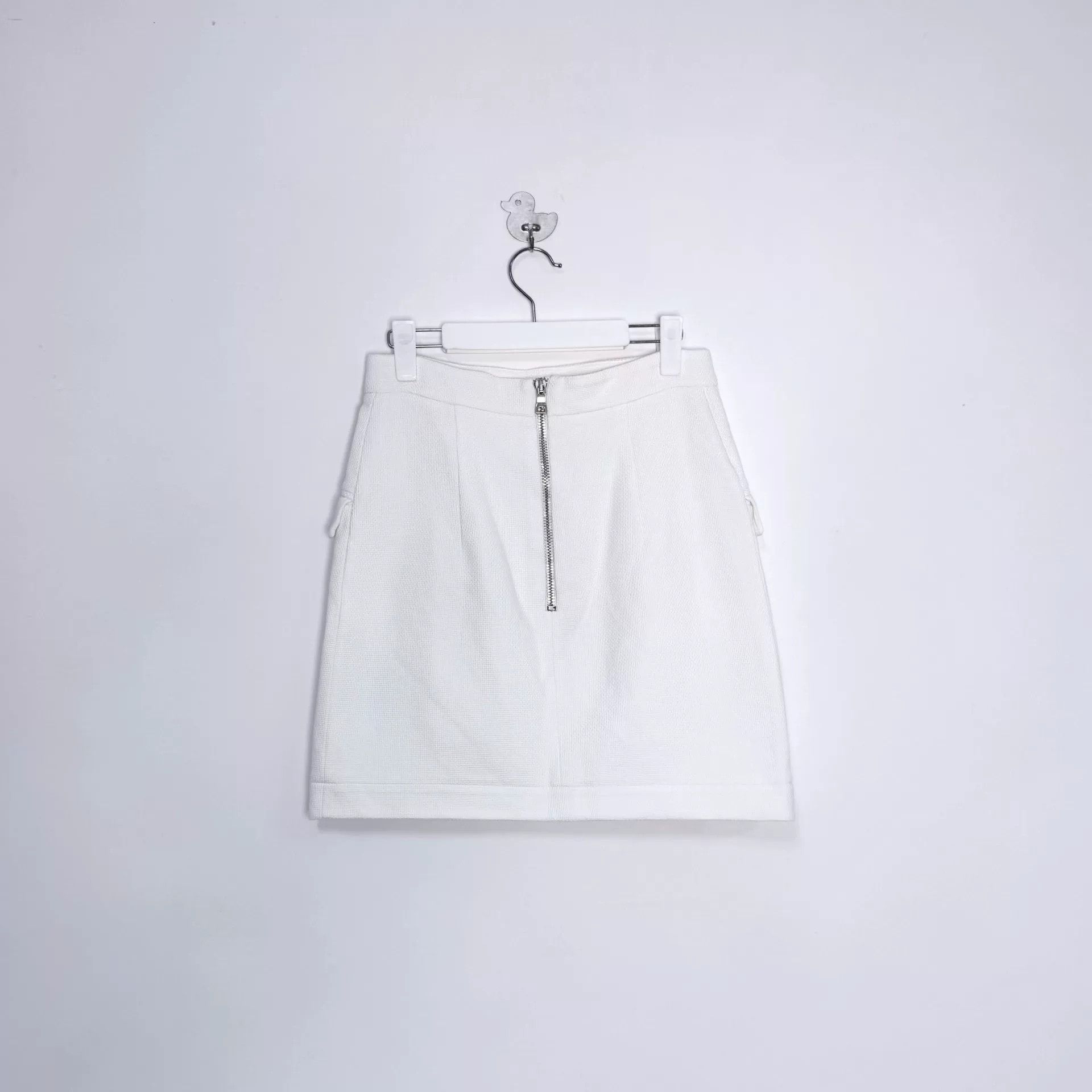 Balmain Balmain White Silver Button Back Zipper Skirt Size 40" / US 18 - 2 Thumbnail