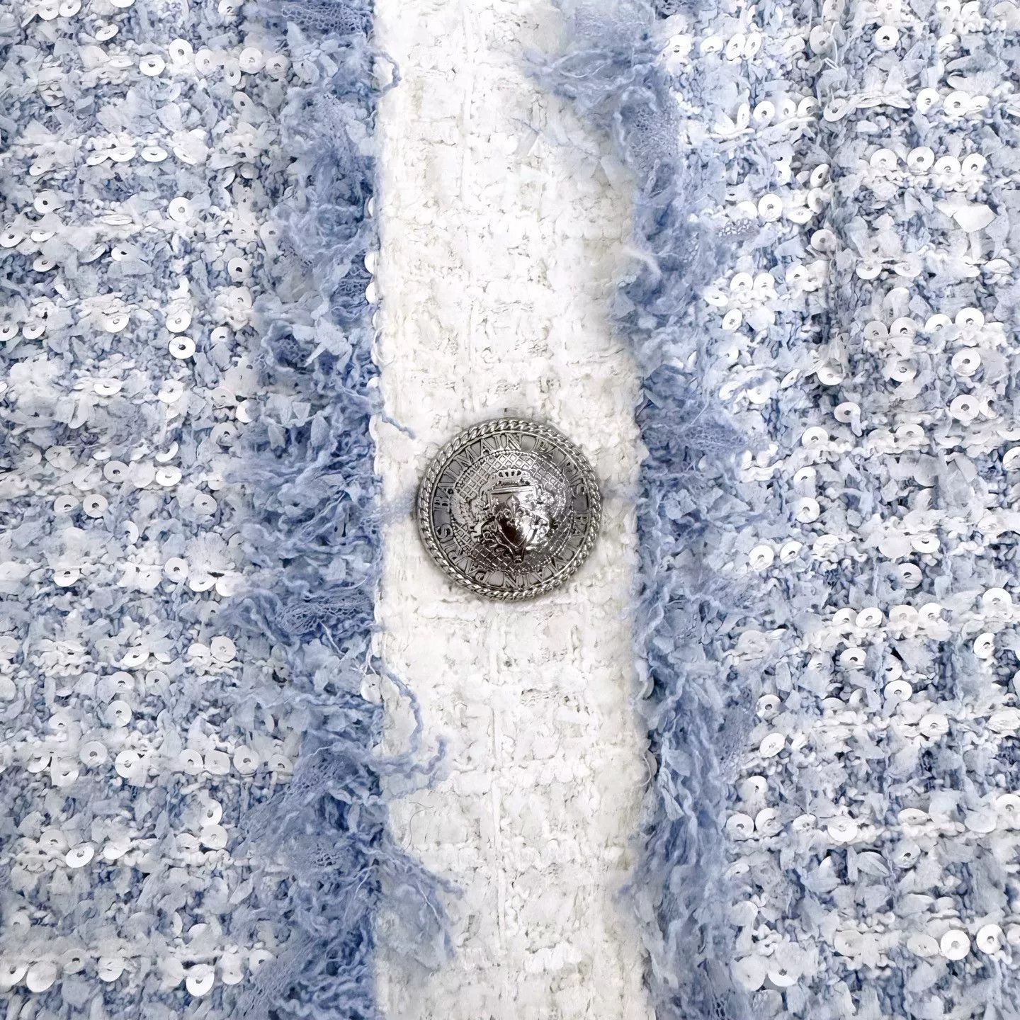Balmain Balmain 25 New Light Blue Tweed Sequin Dress Size XS / US 0-2 / IT 36-38 - 4 Thumbnail