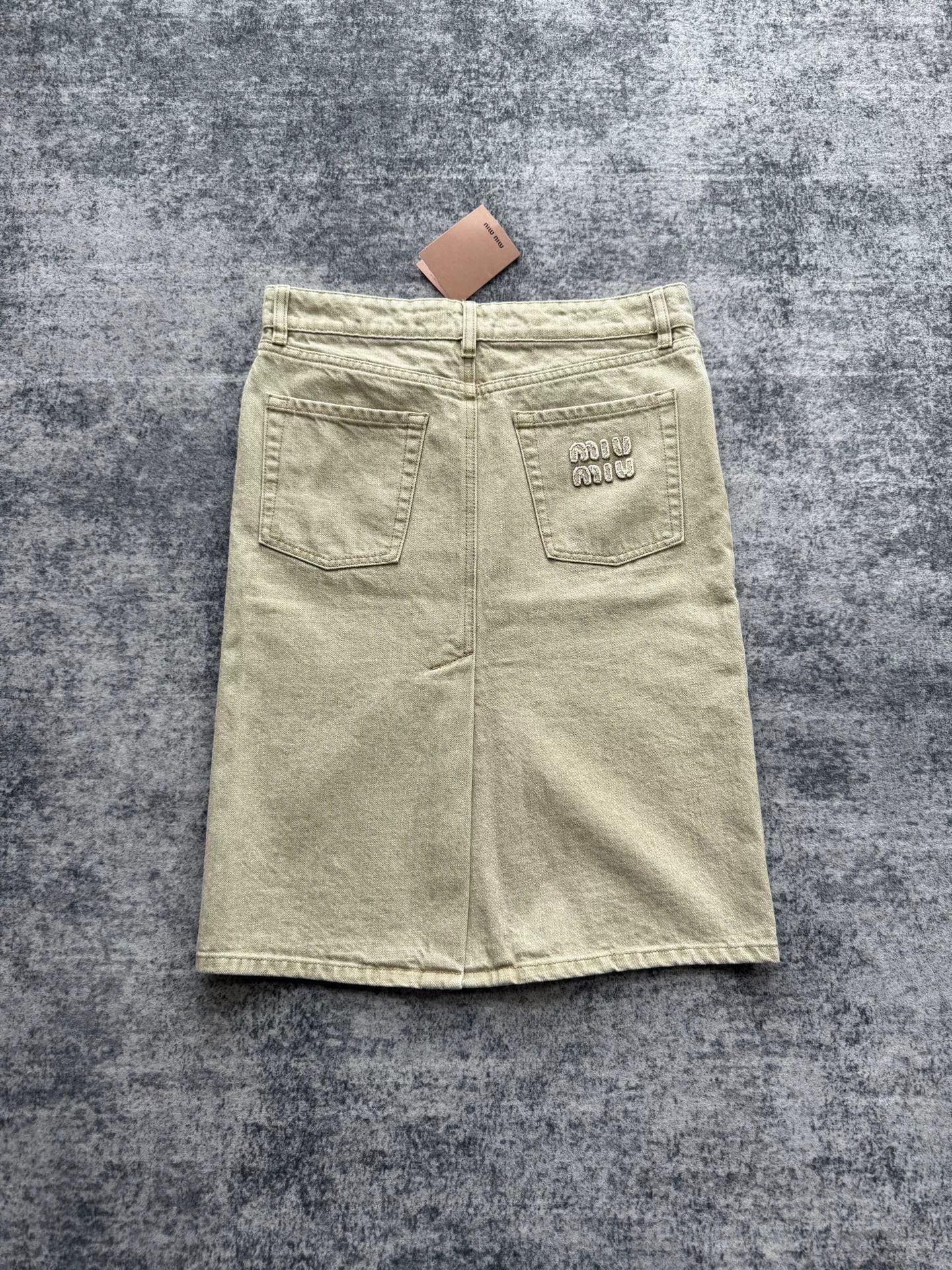 Miu Miu Miu Miu Khaki Denim Skirt Size 36" / US 14 / IT 50 - 2 Thumbnail