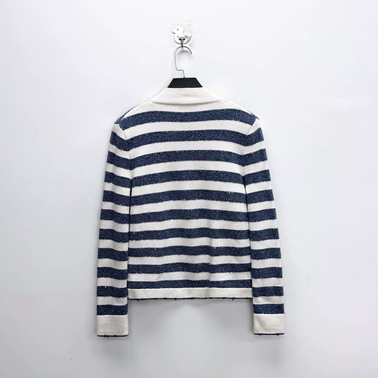 Balmain Balmain Blue White Stripe Sequin Knit Cardigan Size M / US 6-8 / IT 42-44 - 2 Thumbnail