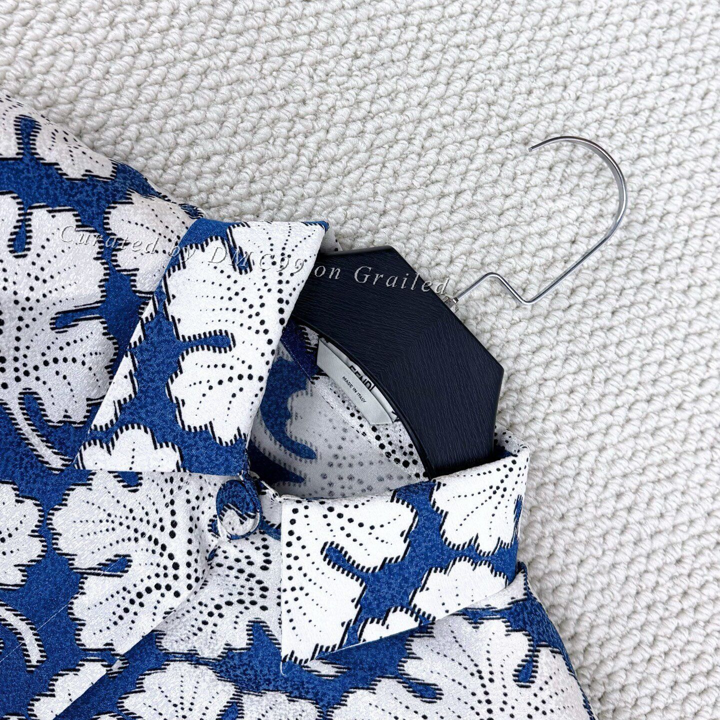Fendi Fendi Blue White Floral Silk Lace Dress Size M / US 6-8 / IT 42-44 - 3 Thumbnail