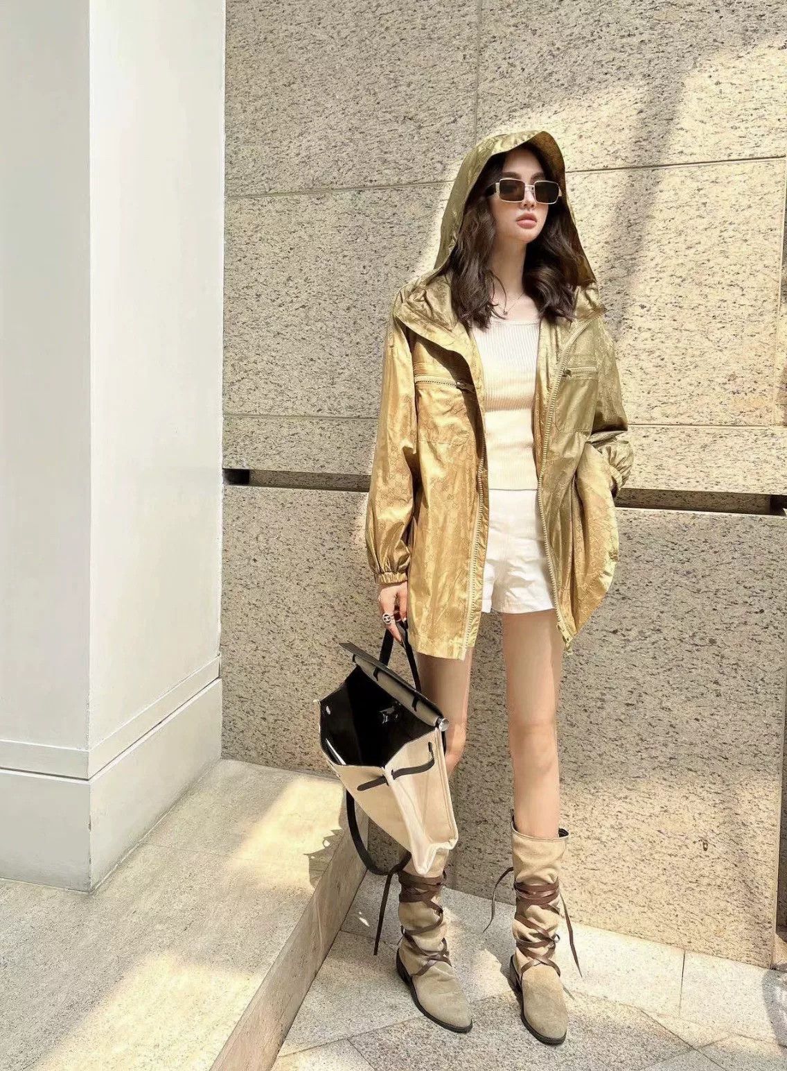 Gucci Gucci SS23 Gold Brown Double G Tech Jacket Size US M / EU 48-50 / 2 - 8 Thumbnail