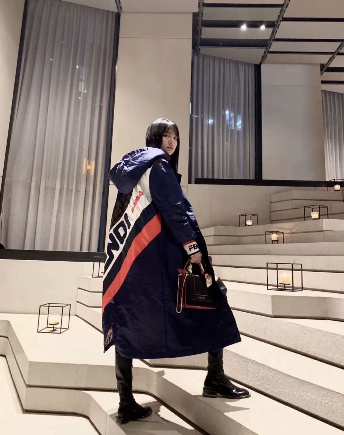 Fendi Fendi Blue Double F Logo Long Hooded Coat Size US M / EU 48-50 / 2 - 7 Thumbnail
