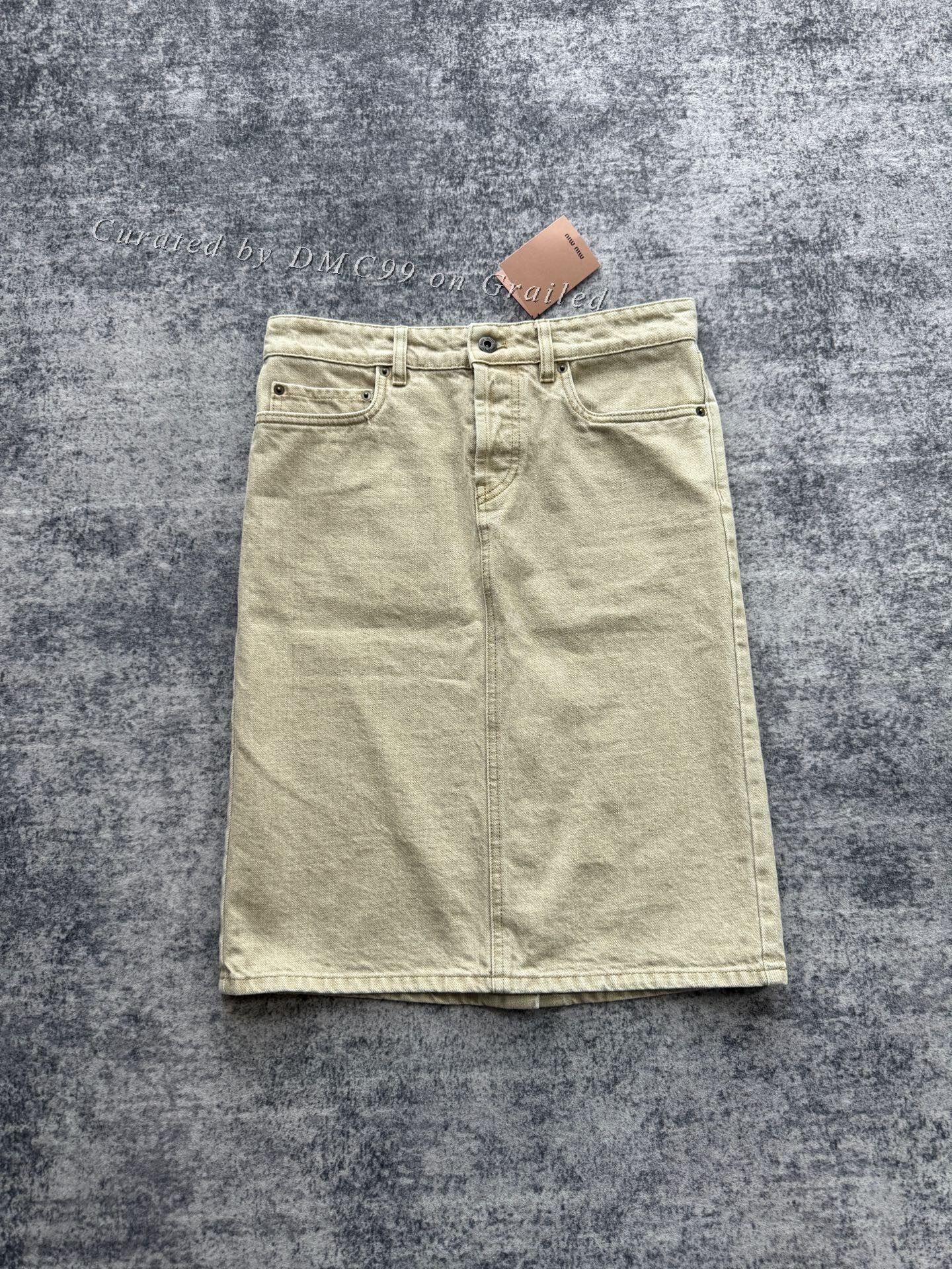 Miu Miu Miu Miu Khaki Denim Skirt Size 36" / US 14 / IT 50 - 2 Thumbnail