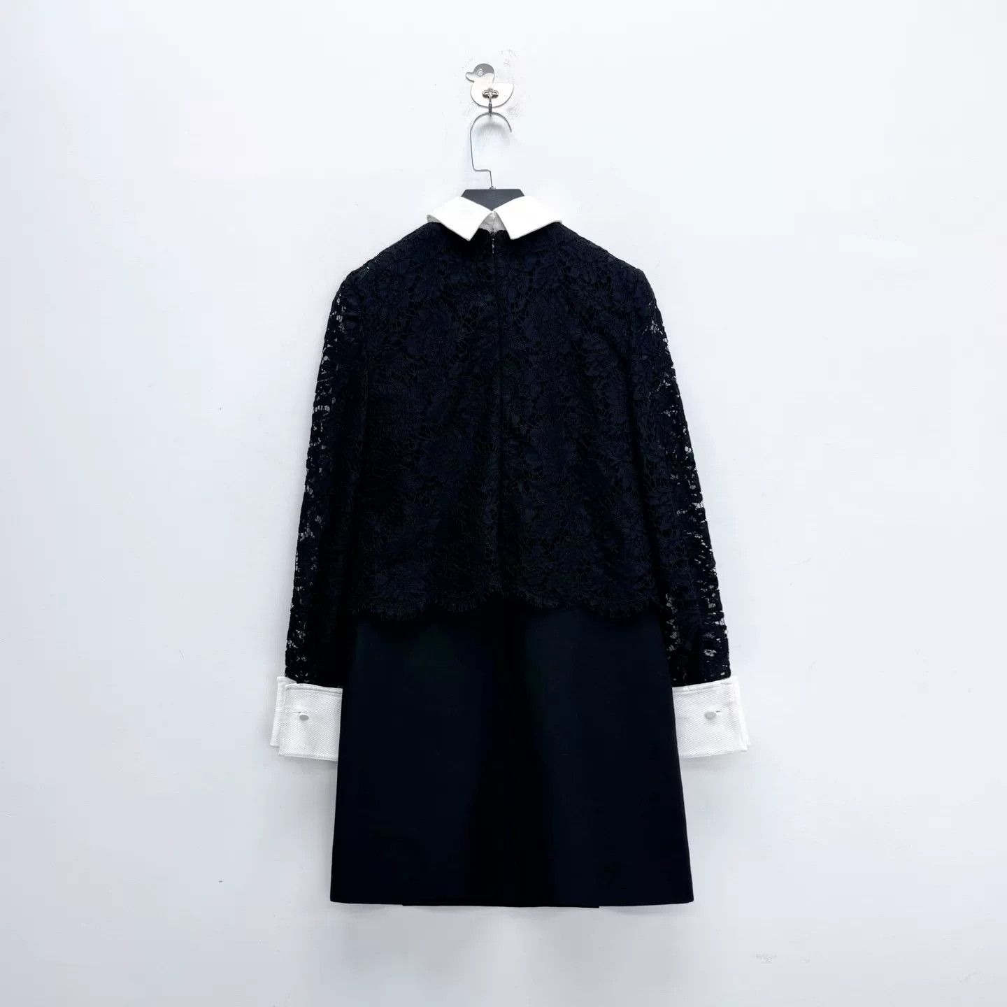 Valentino Valentino Black Lace Silk Wool Split Dress Size XS / US 0-2 / IT 36-38 - 2 Thumbnail