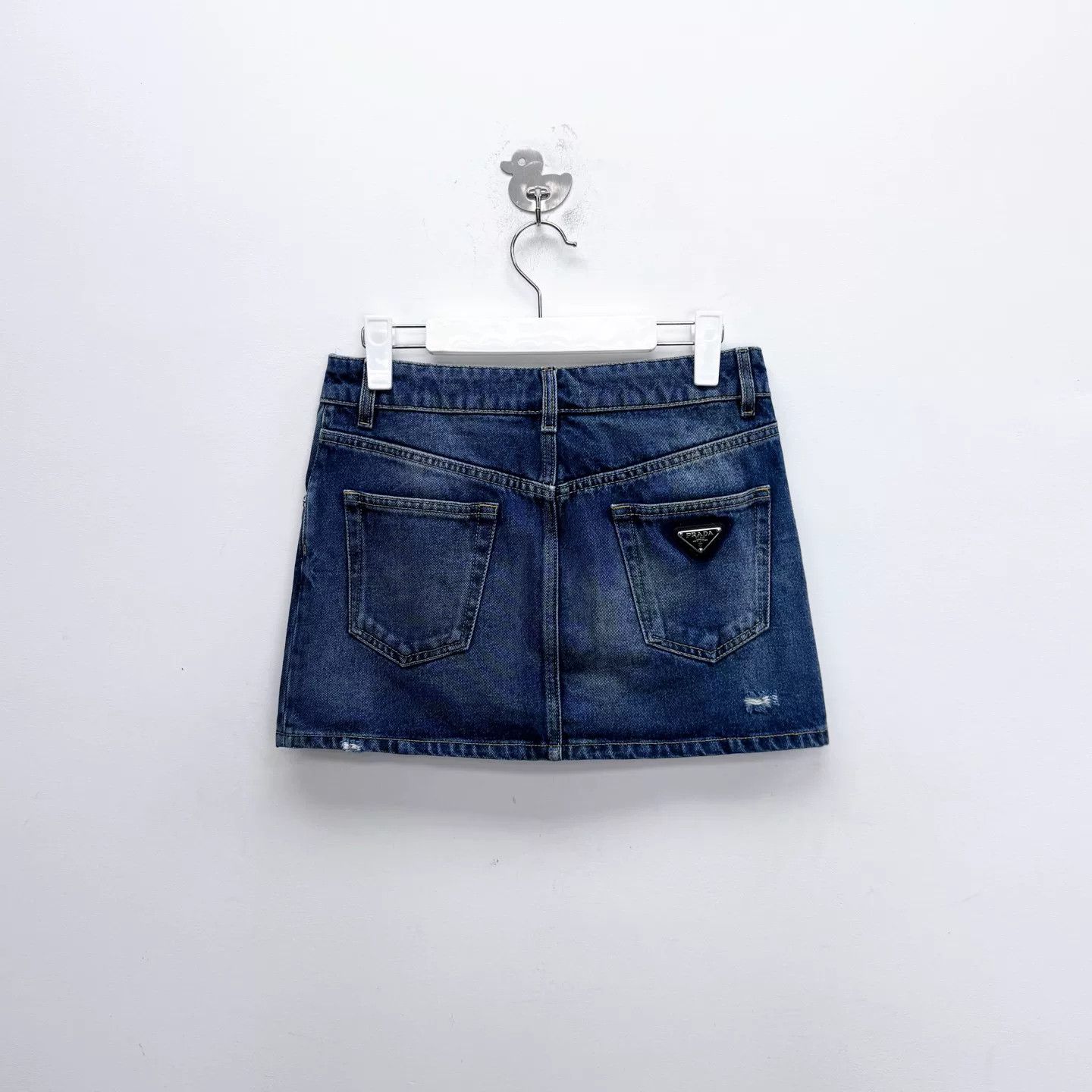 Prada Prada Washed Blue Distressed Denim Skirt Size 42" / US 20 - 2 Thumbnail