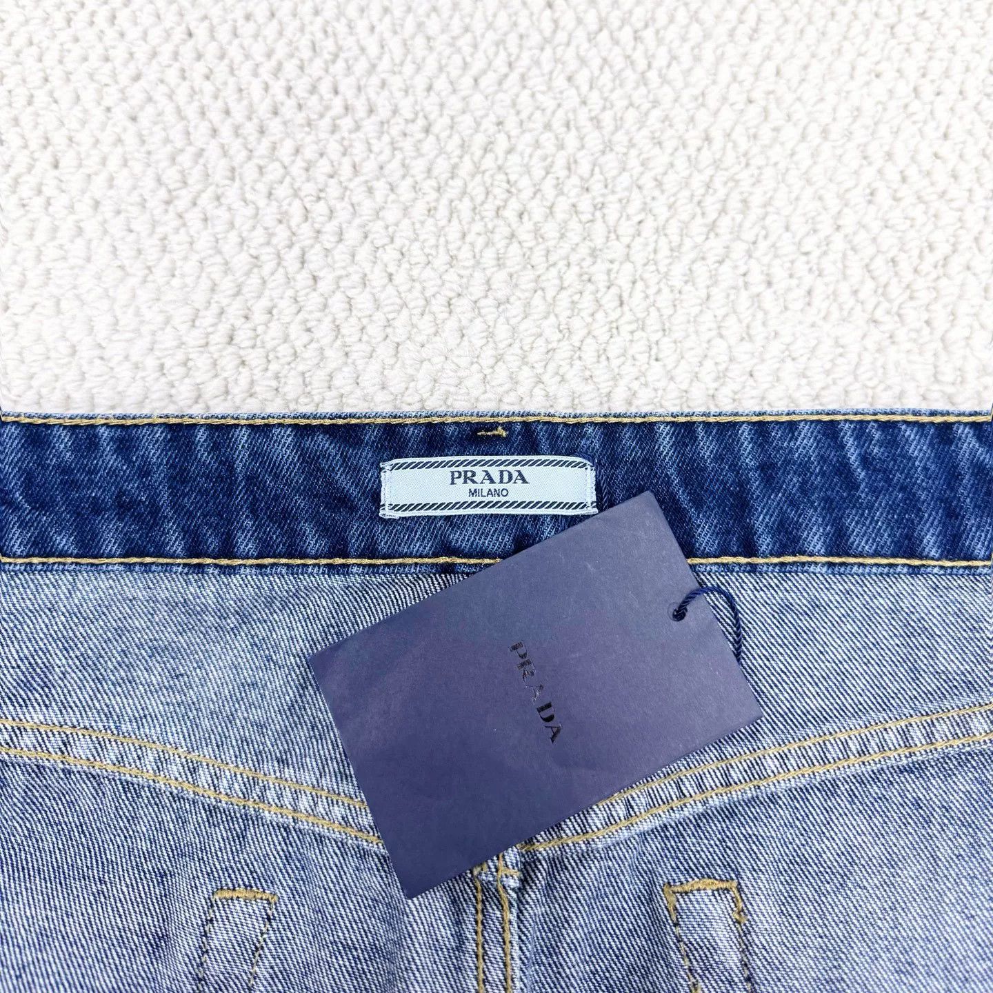Prada Prada Washed Blue Distressed Denim Skirt Size 42" / US 20 - 3 Thumbnail